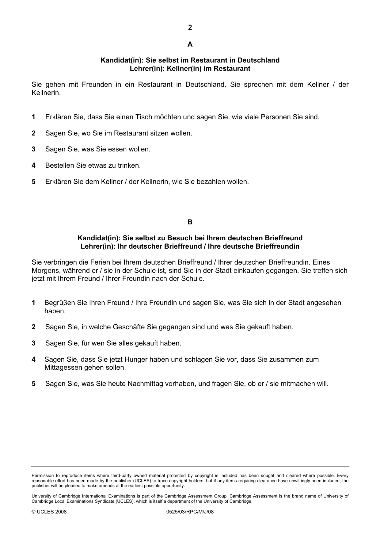 Cambridge IGCSE German - Foreign Language 0525 2008 May/June Paper 3 · Variant 1 question paper, page 4 of 18