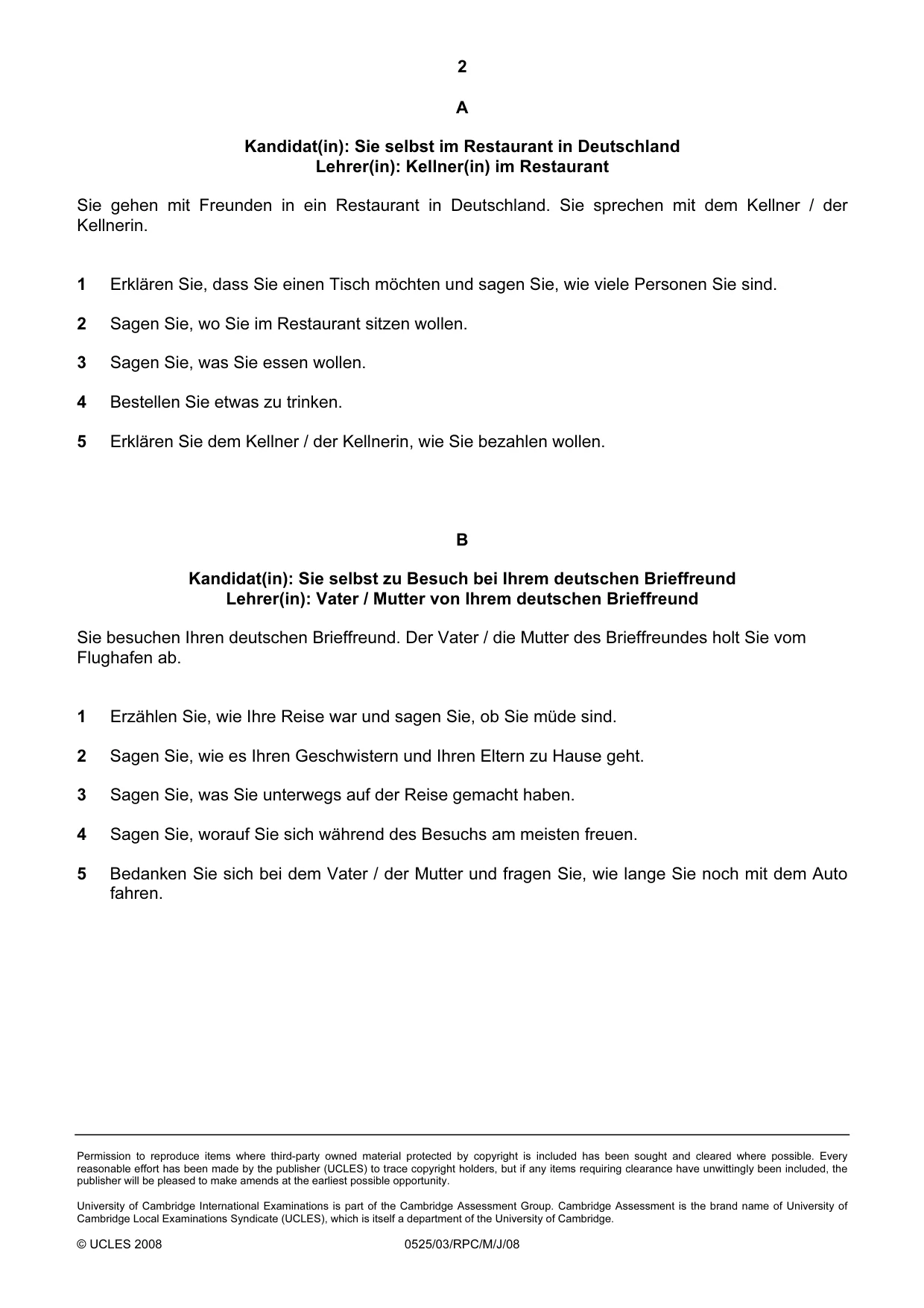 Cambridge IGCSE German - Foreign Language 0525 2008 May/June Paper 3 · Variant 1 question paper, page 6 of 18
