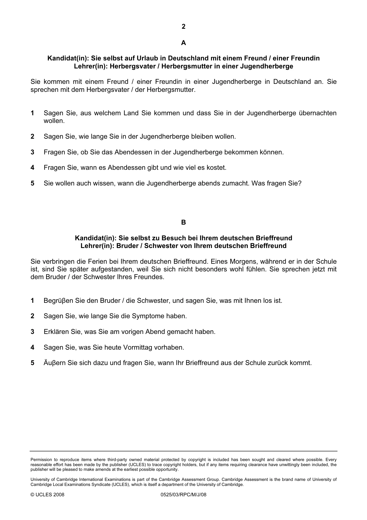 Cambridge IGCSE German - Foreign Language 0525 2008 May/June Paper 3 · Variant 1 question paper, page 8 of 18