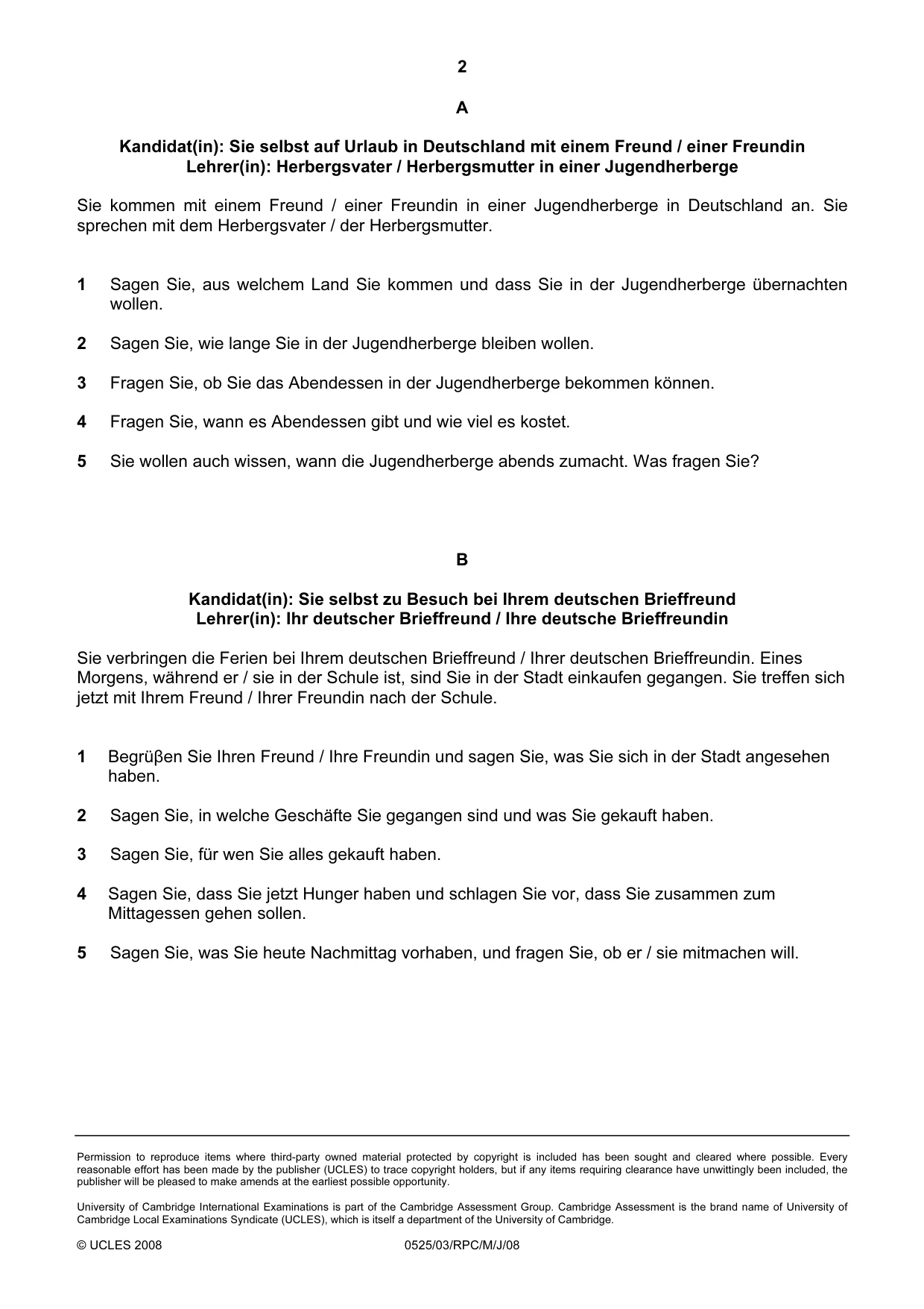 Cambridge IGCSE German - Foreign Language 0525 2008 May/June Paper 3 · Variant 1 question paper, page 10 of 18