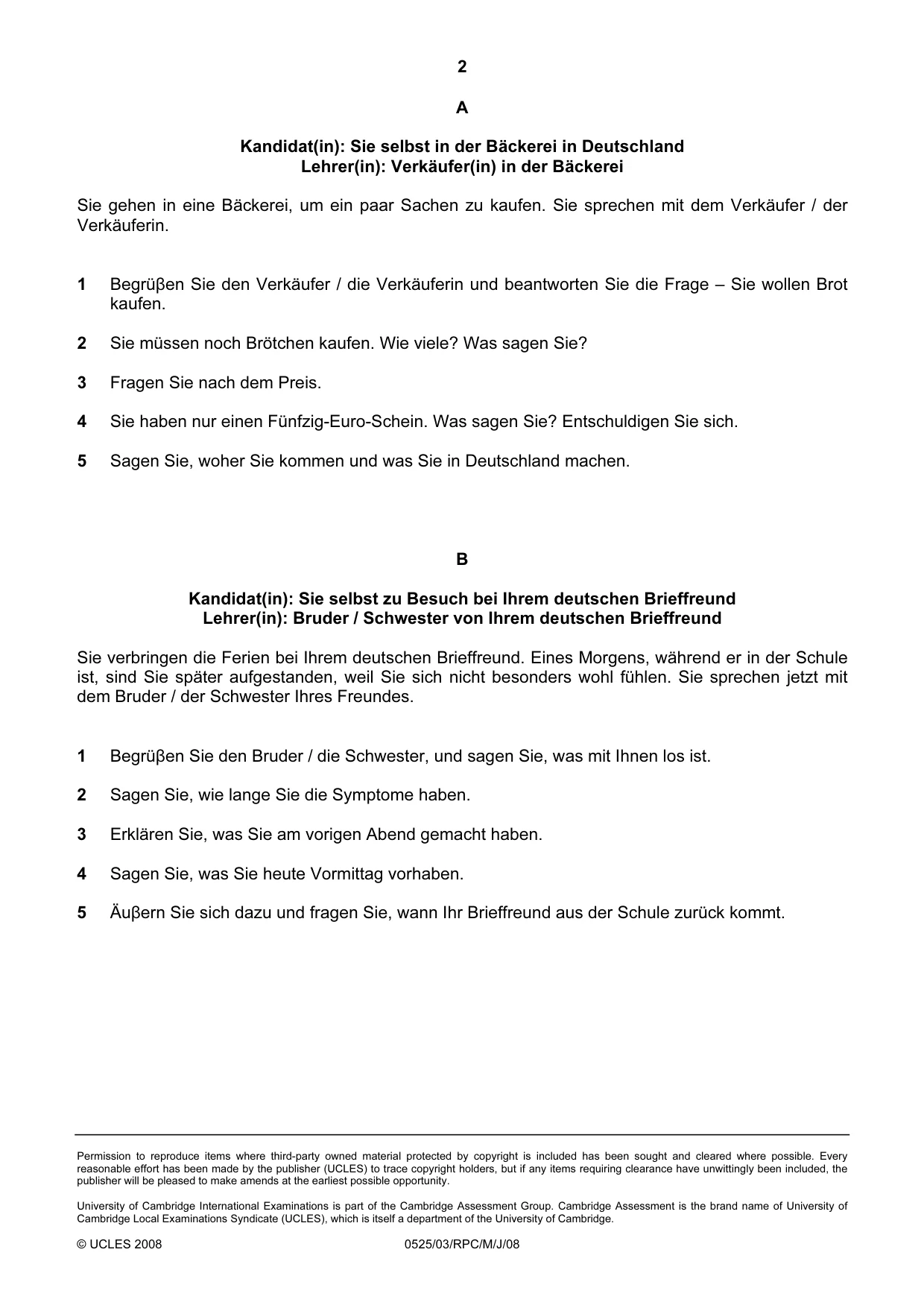 Cambridge IGCSE German - Foreign Language 0525 2008 May/June Paper 3 · Variant 1 question paper, page 14 of 18