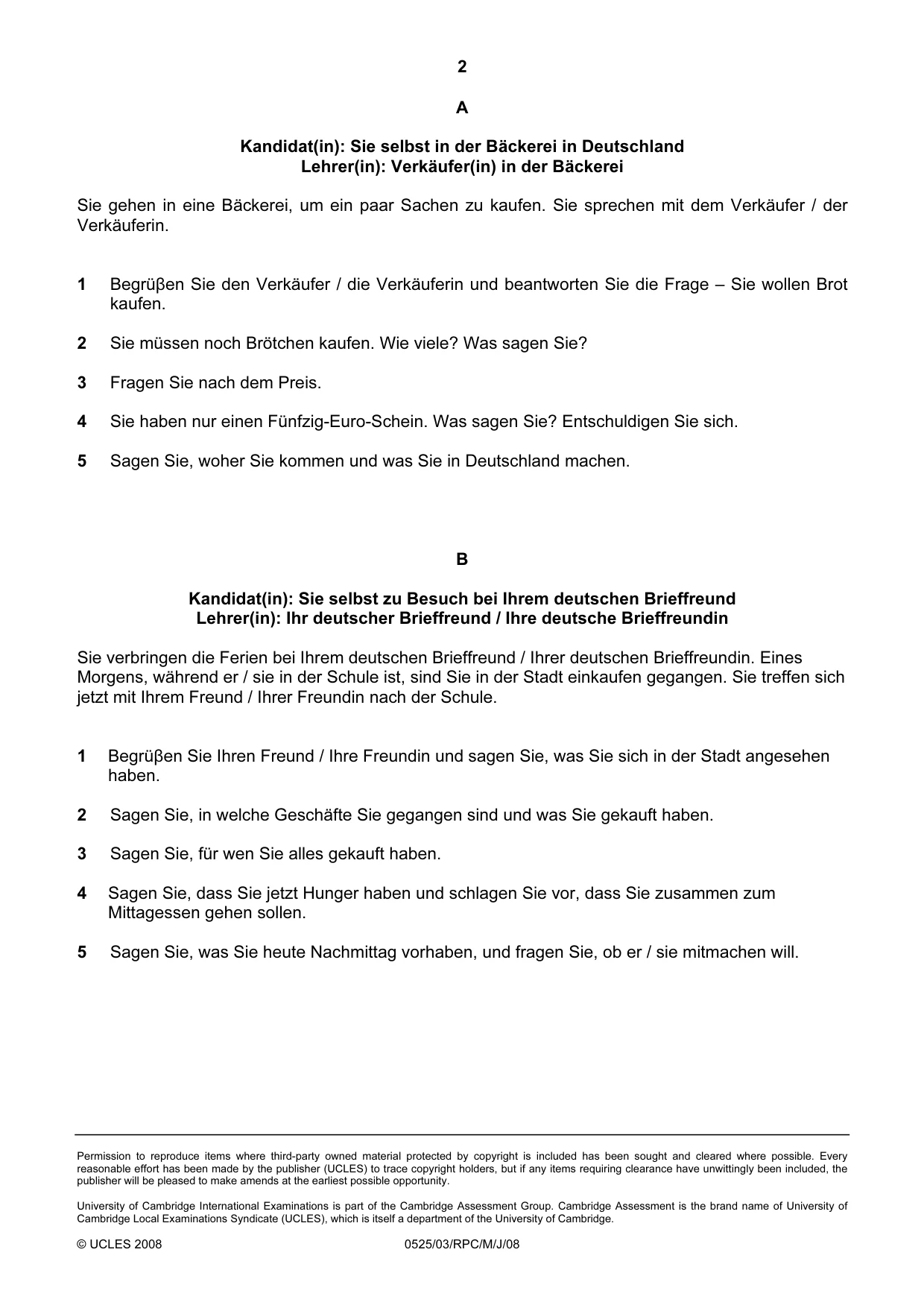 Cambridge IGCSE German - Foreign Language 0525 2008 May/June Paper 3 · Variant 1 question paper, page 16 of 18