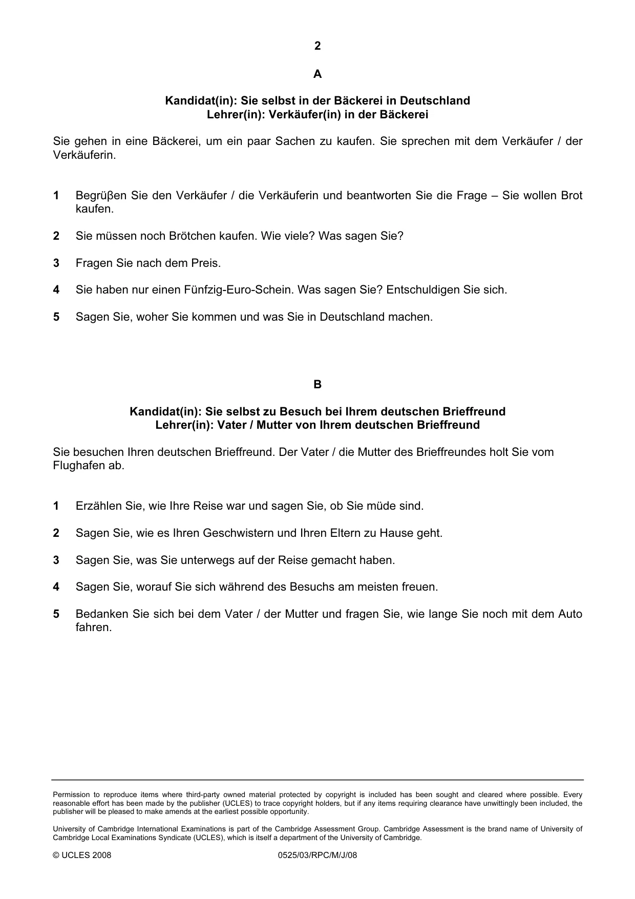 Cambridge IGCSE German - Foreign Language 0525 2008 May/June Paper 3 · Variant 1 question paper, page 18 of 18