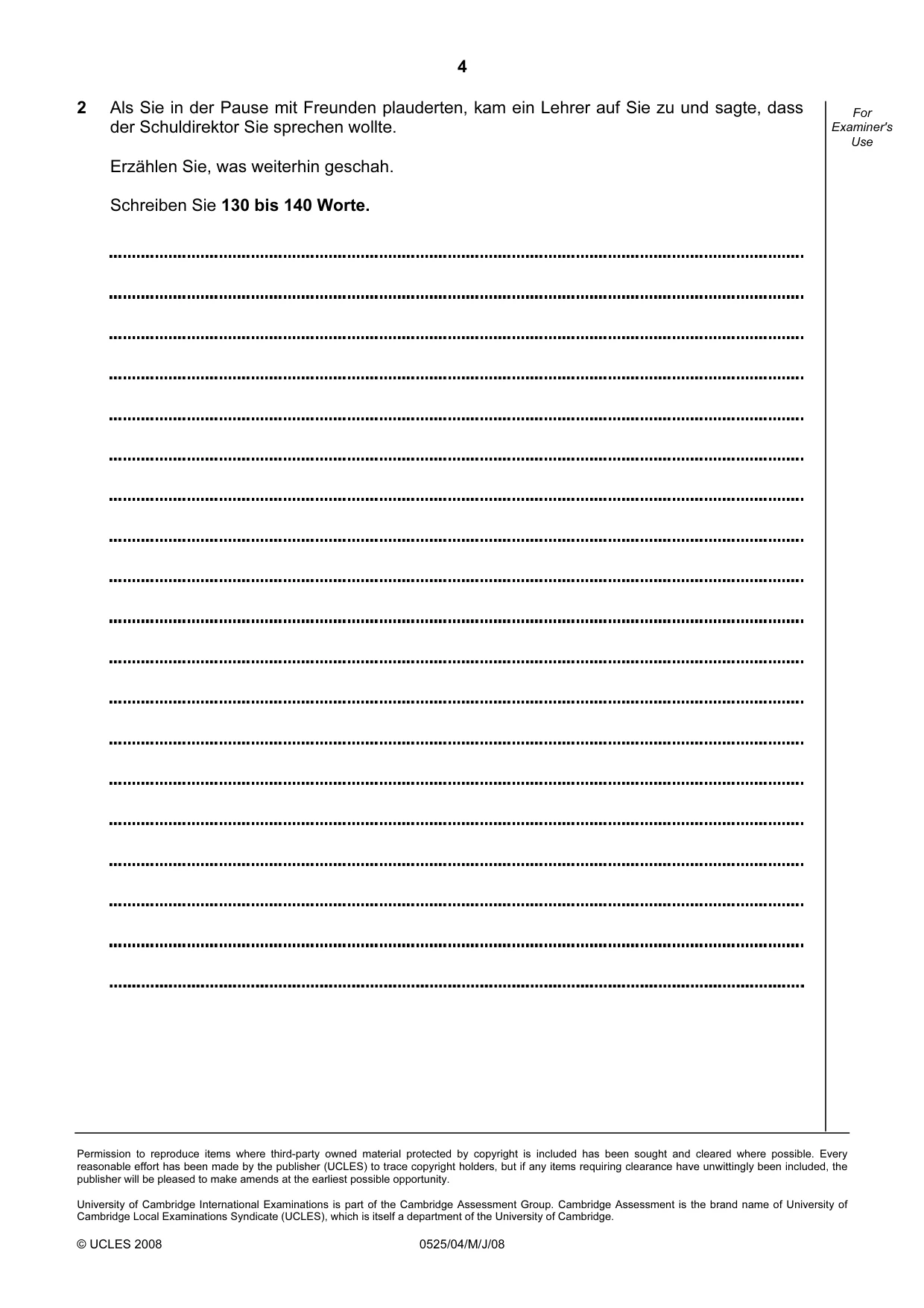 Cambridge IGCSE German - Foreign Language 0525 2008 May/June Paper 4 · Variant 1 question paper, page 4 of 4