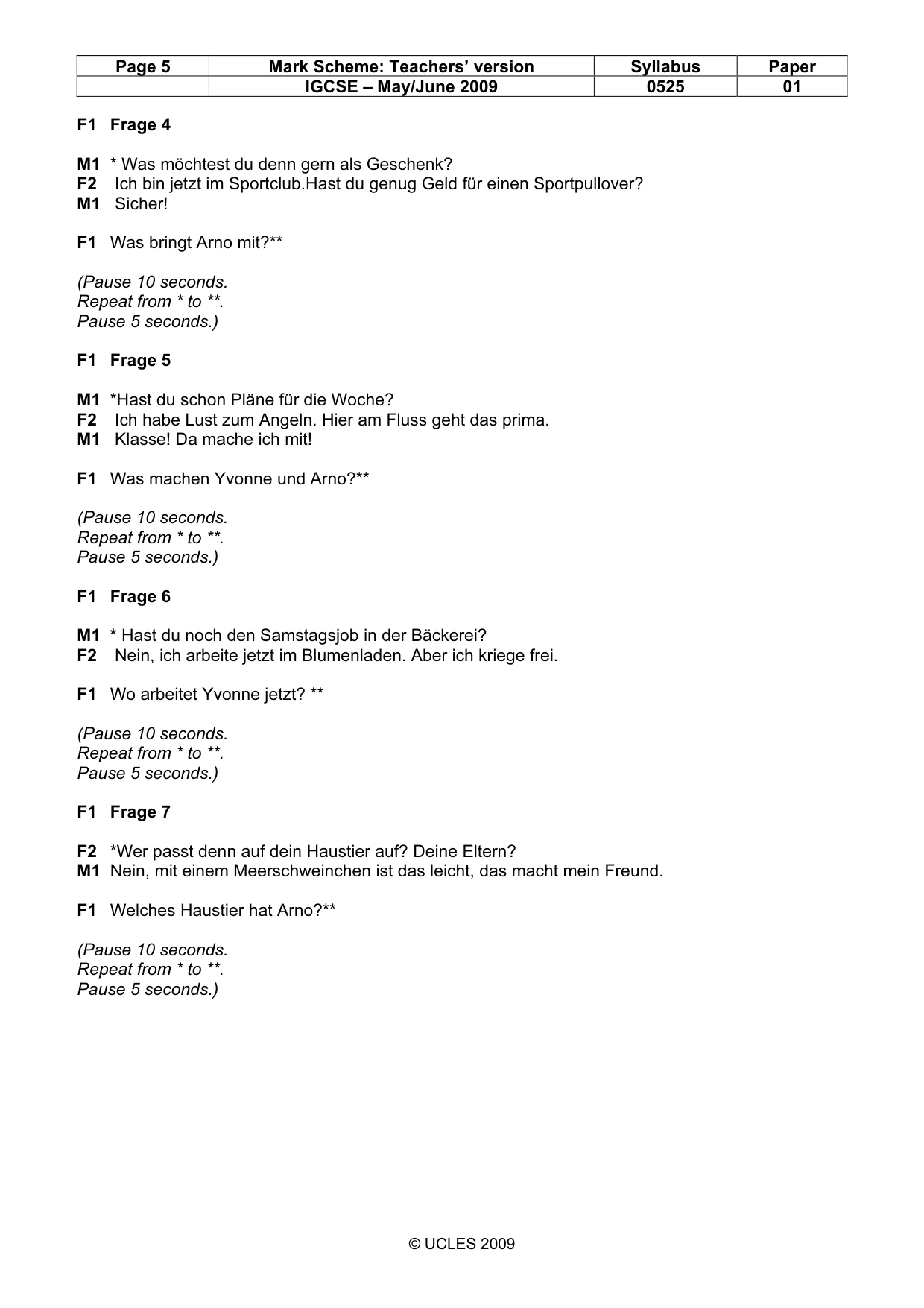 Mark scheme, page 5 of 11