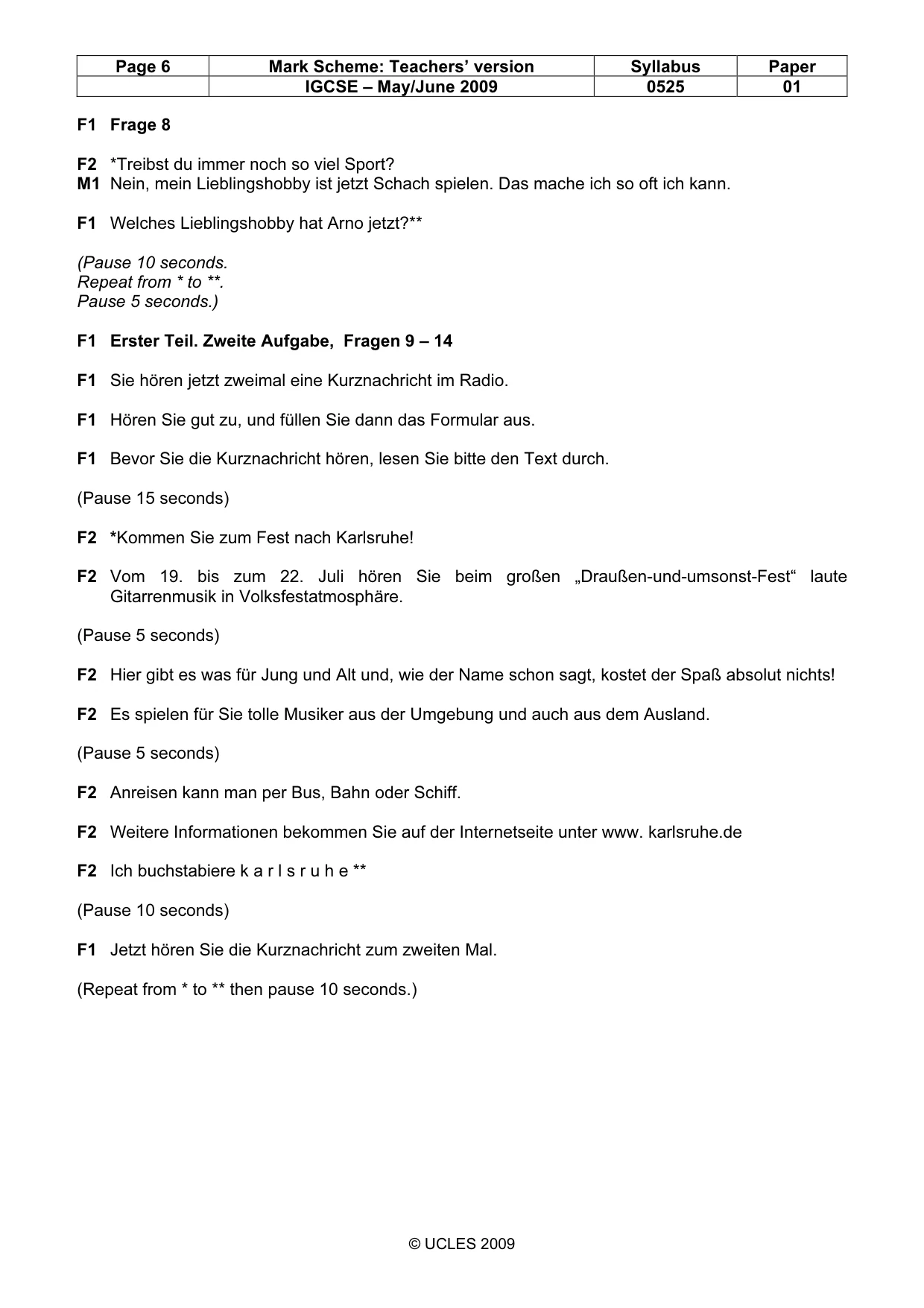 Mark scheme, page 6 of 11