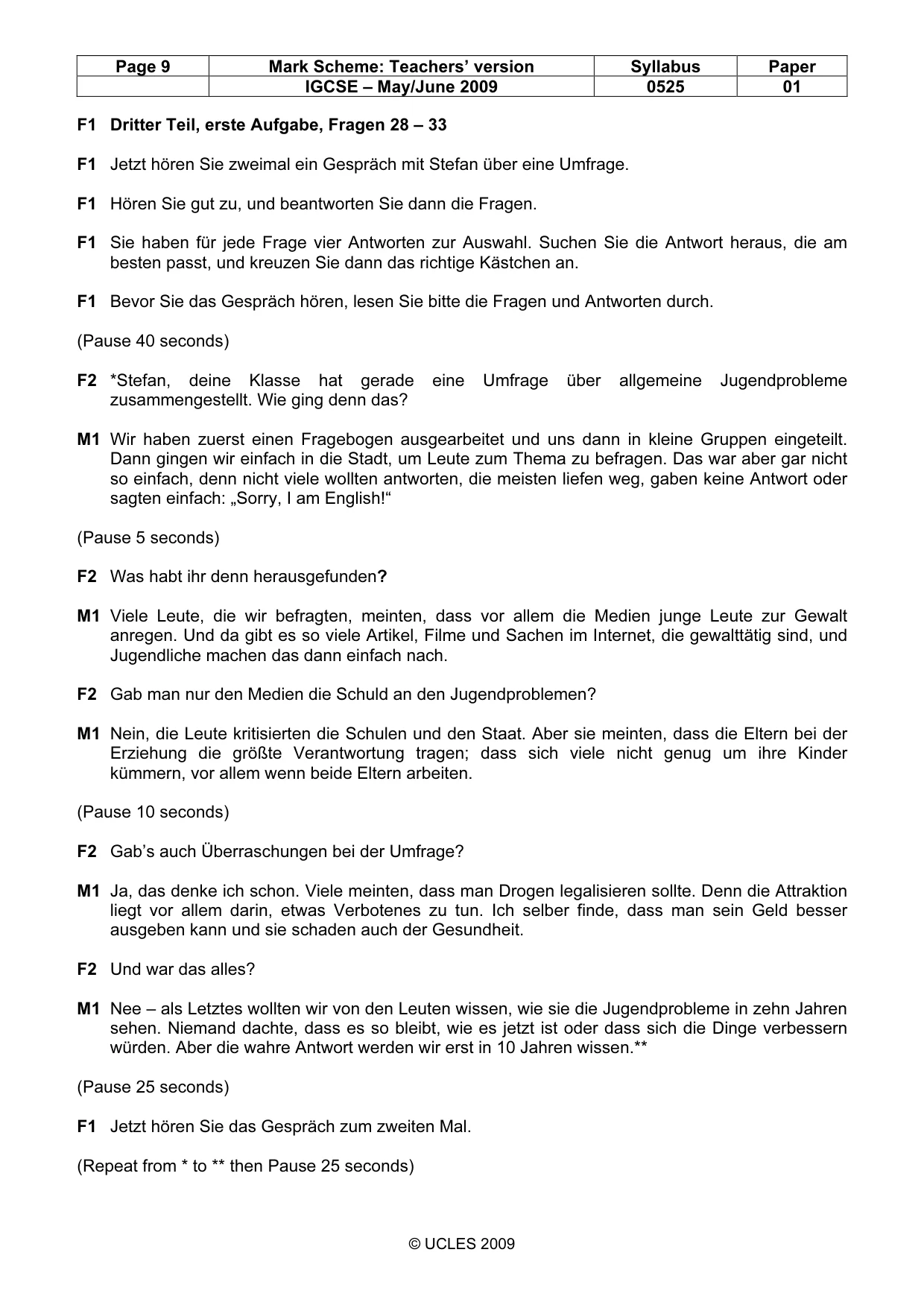 Mark scheme, page 9 of 11