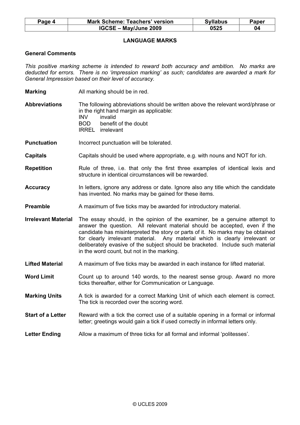 Mark scheme, page 4 of 11
