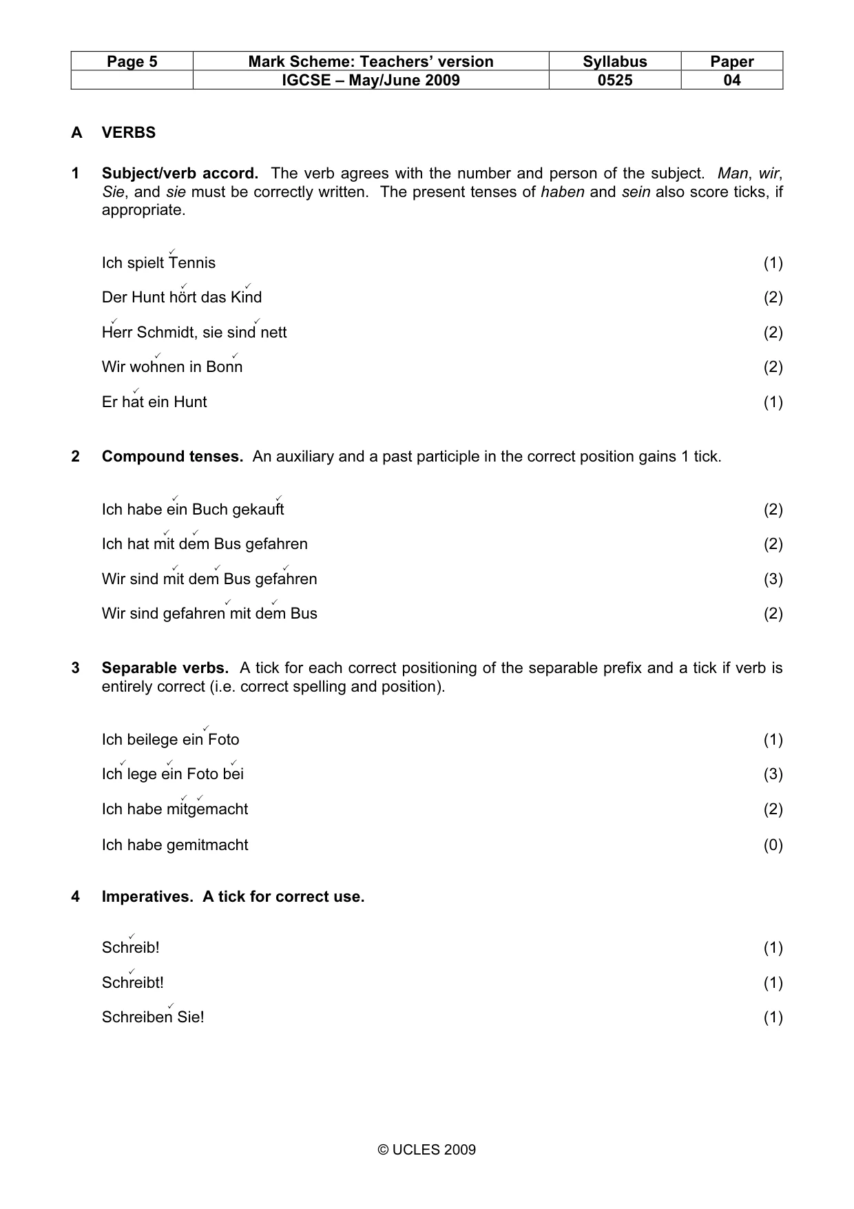 Mark scheme, page 5 of 11