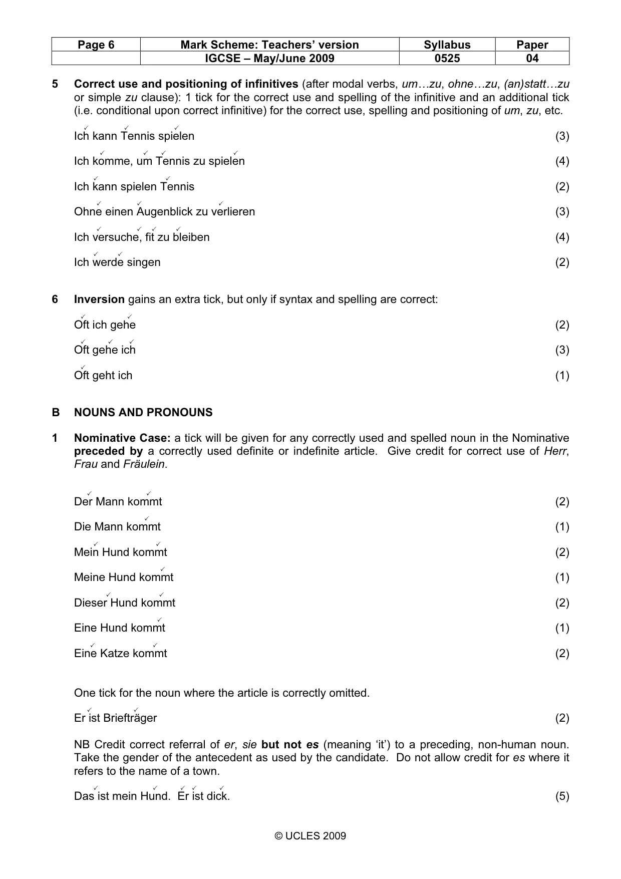 Mark scheme, page 6 of 11