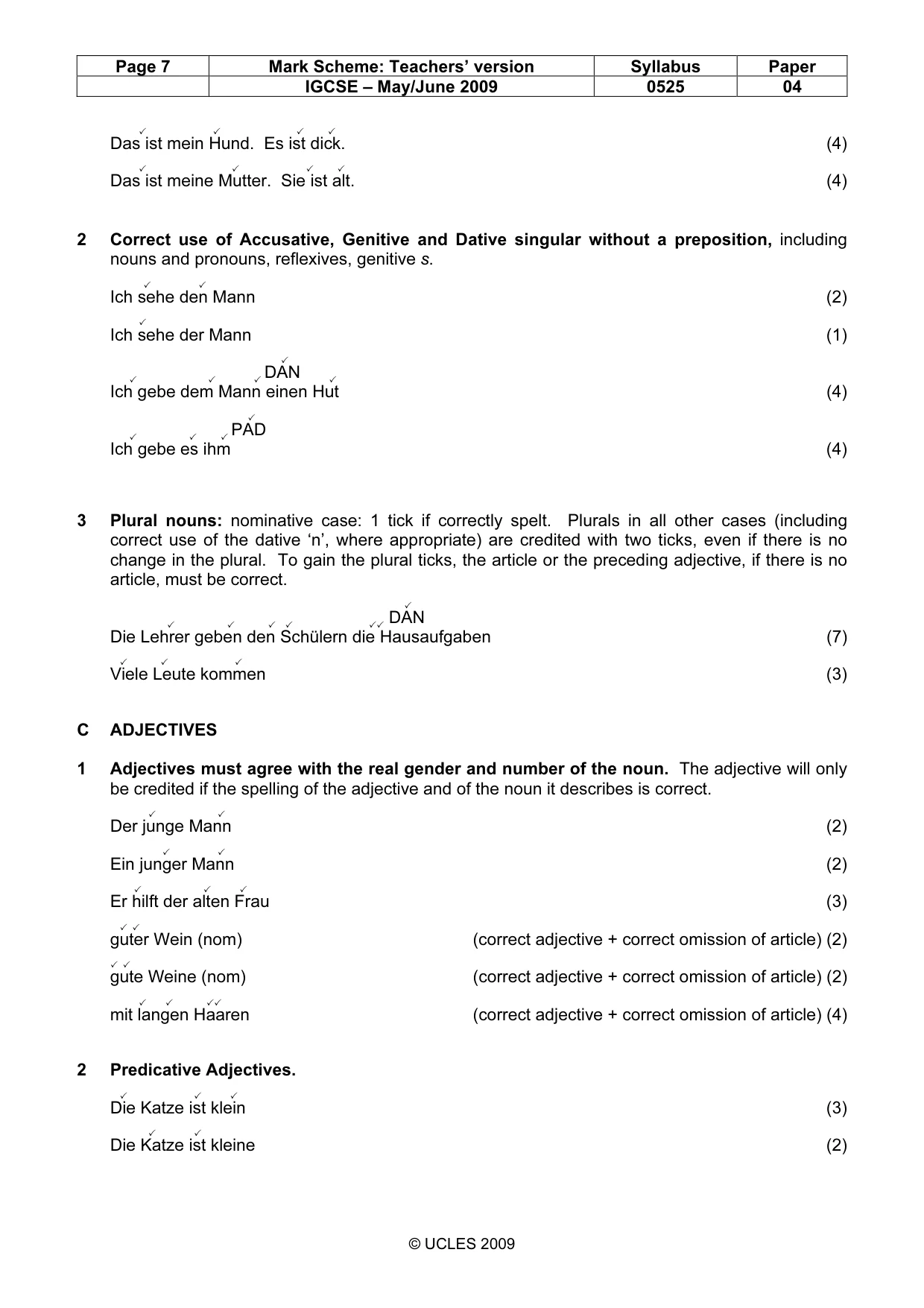 Mark scheme, page 7 of 11