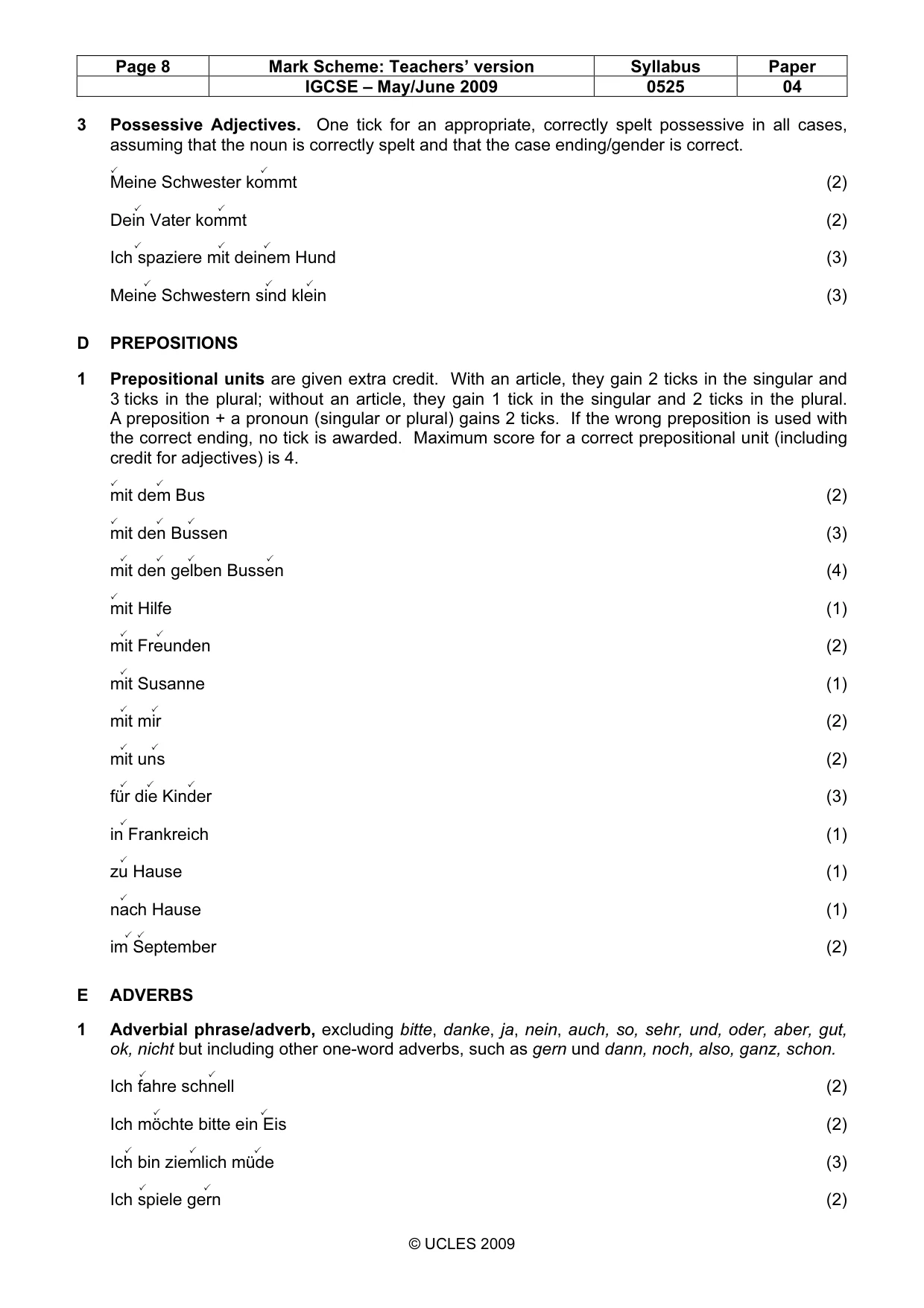 Mark scheme, page 8 of 11