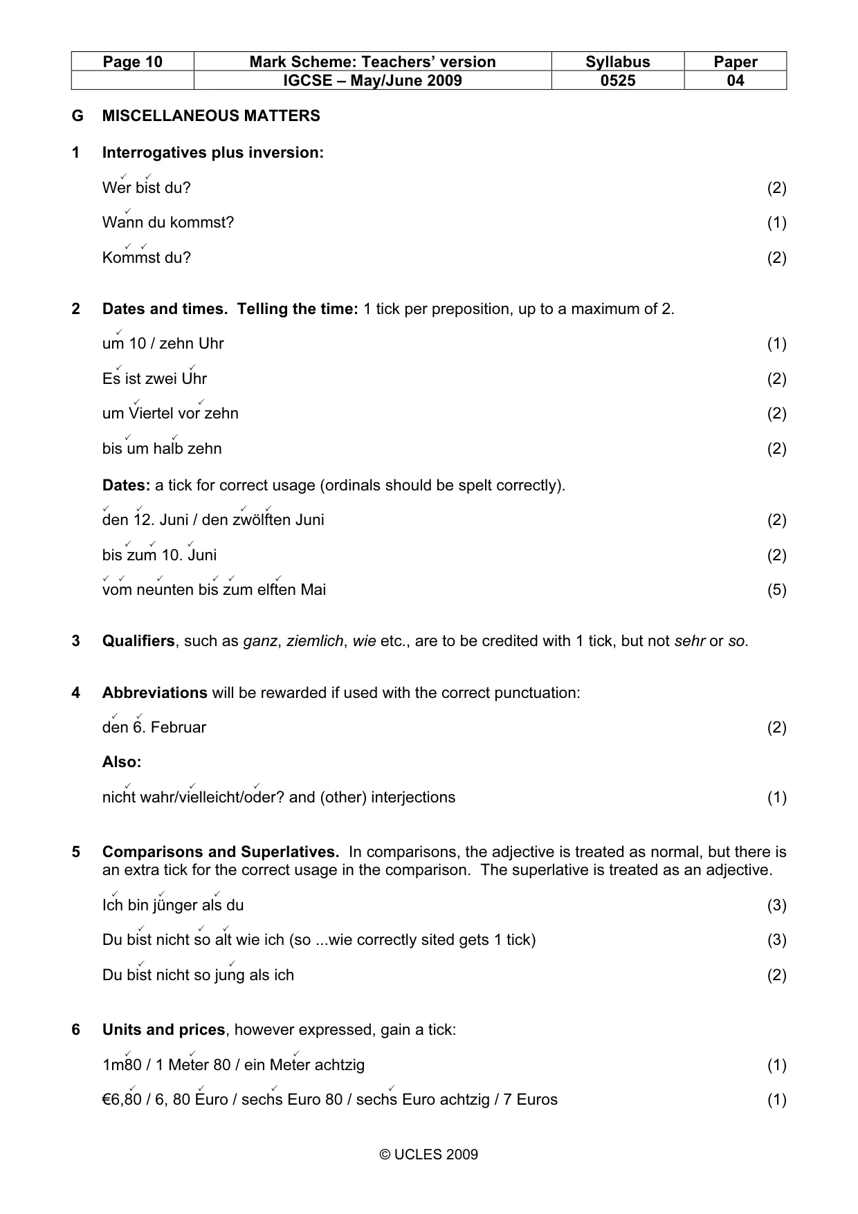 Mark scheme, page 10 of 11