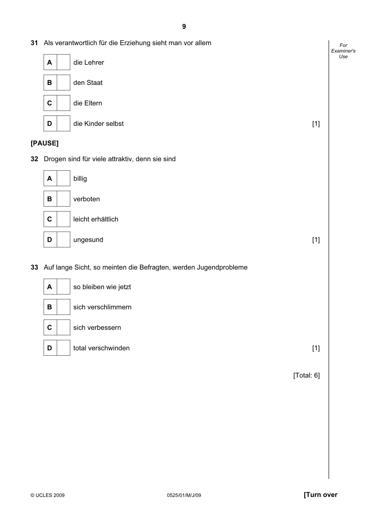 Cambridge IGCSE German - Foreign Language 0525 2009 May/June Paper 1 · Variant 1 question paper, page 9 of 12