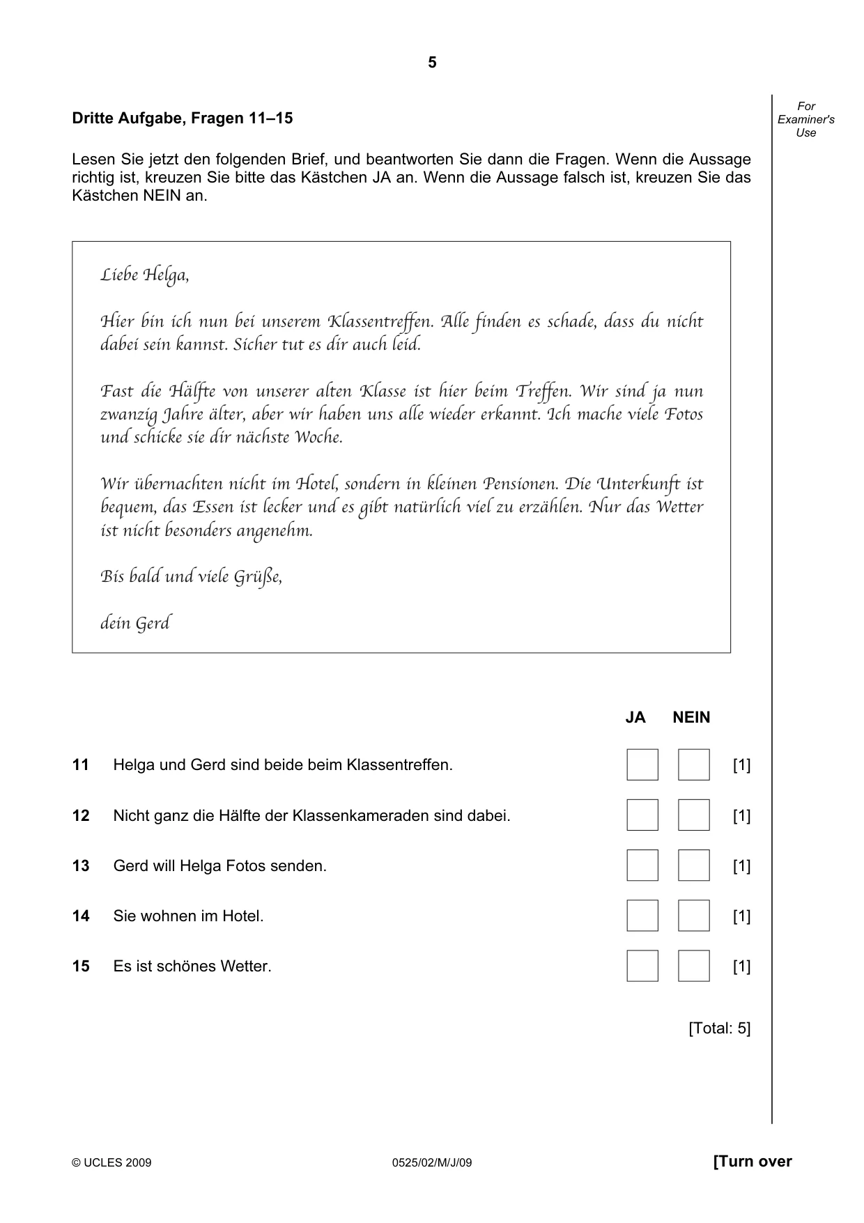 Cambridge IGCSE German - Foreign Language 0525 2009 May/June Paper 2 · Variant 1 question paper, page 5 of 16