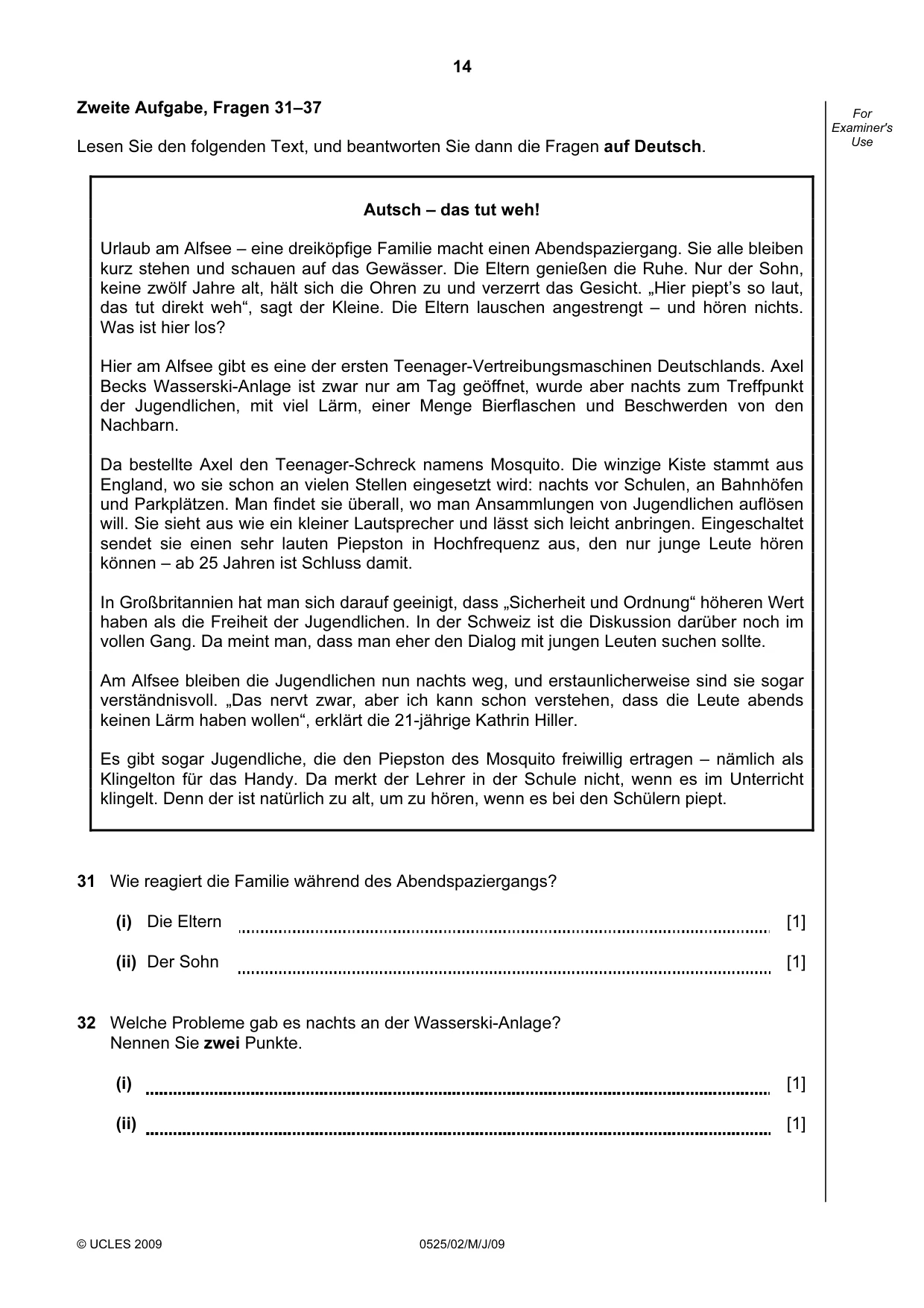 Cambridge IGCSE German - Foreign Language 0525 2009 May/June Paper 2 · Variant 1 question paper, page 14 of 16