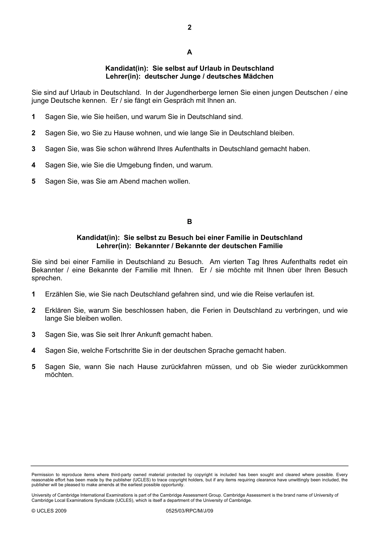 Cambridge IGCSE German - Foreign Language 0525 2009 May/June Paper 3 · Variant 1 question paper, page 4 of 18