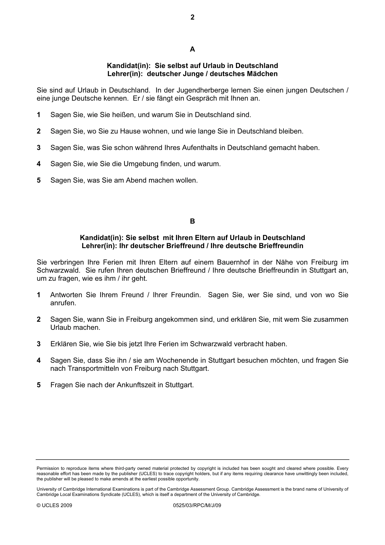Cambridge IGCSE German - Foreign Language 0525 2009 May/June Paper 3 · Variant 1 question paper, page 6 of 18