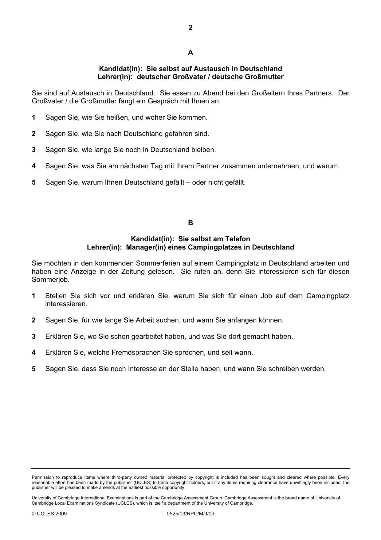Cambridge IGCSE German - Foreign Language 0525 2009 May/June Paper 3 · Variant 1 question paper, page 8 of 18