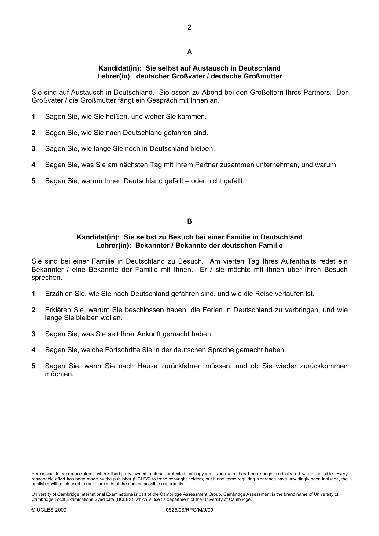 Cambridge IGCSE German - Foreign Language 0525 2009 May/June Paper 3 · Variant 1 question paper, page 10 of 18