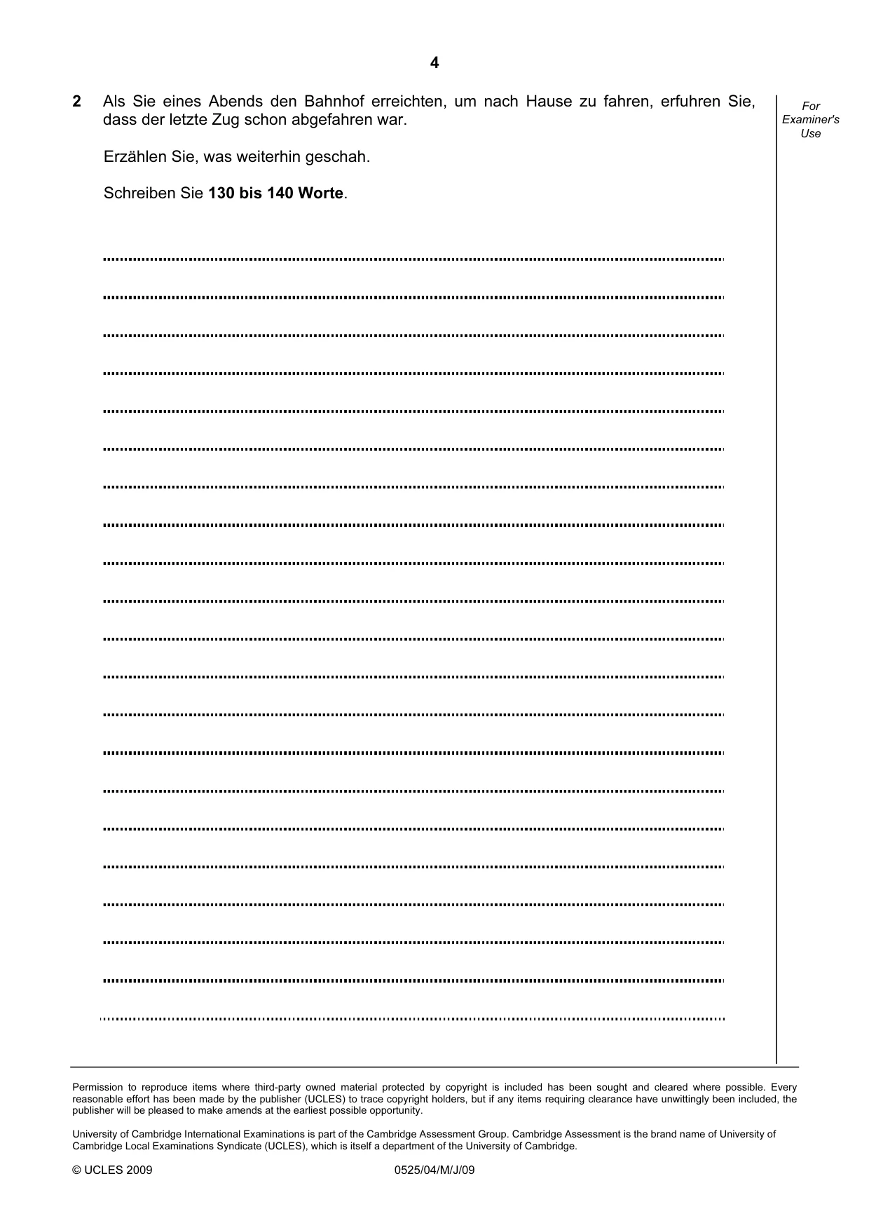 Cambridge IGCSE German - Foreign Language 0525 2009 May/June Paper 4 · Variant 1 question paper, page 4 of 4