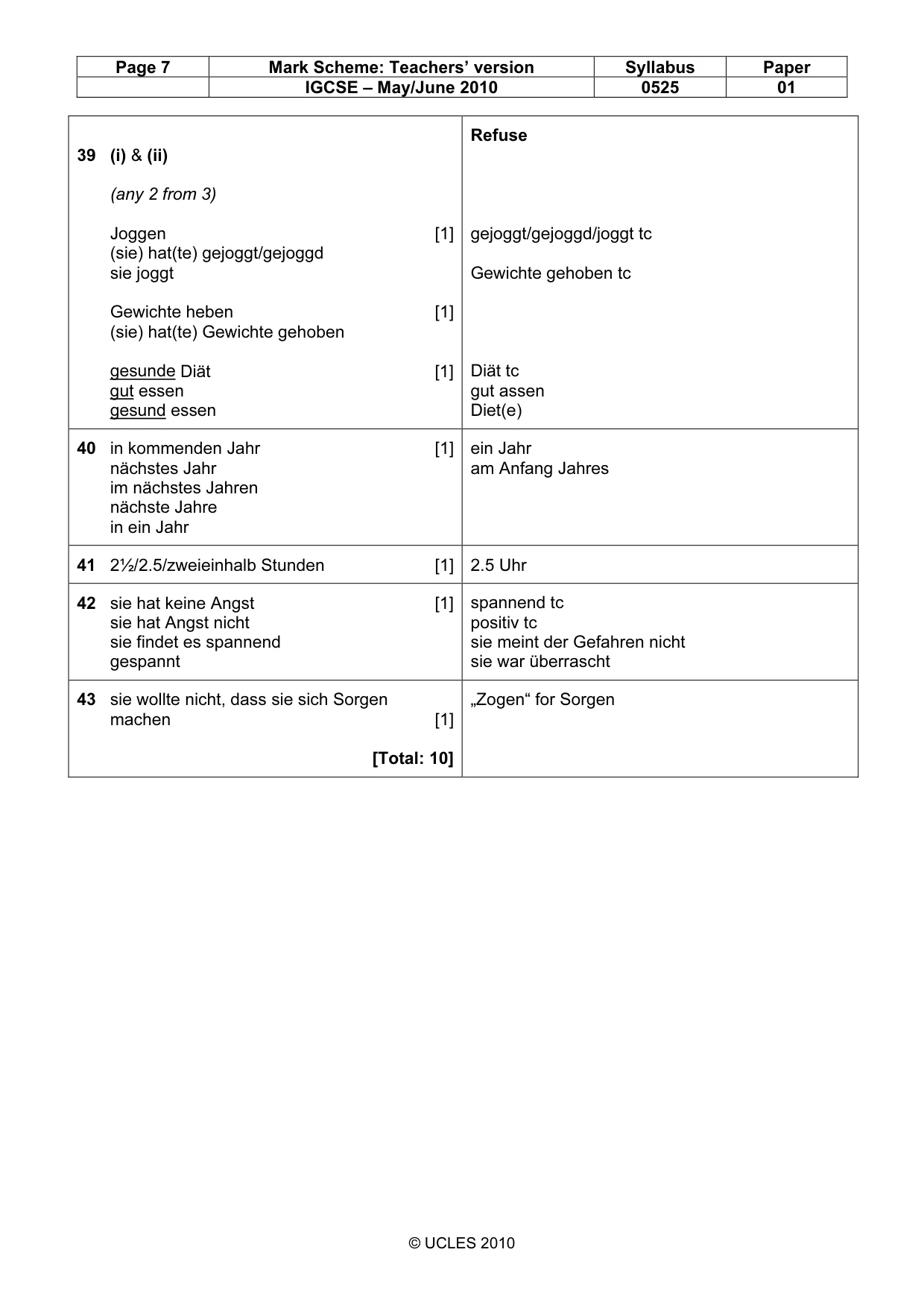 Mark scheme, page 7 of 15