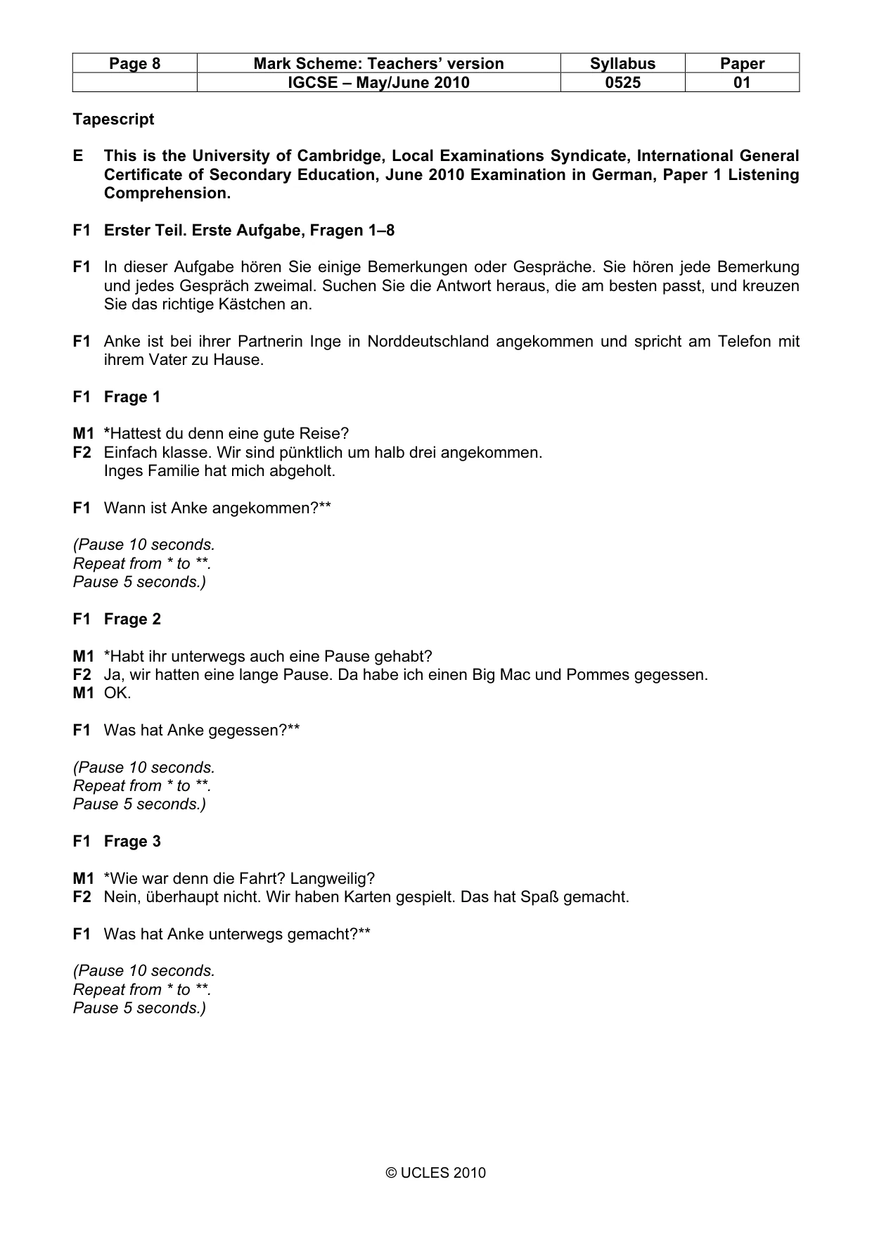 Mark scheme, page 8 of 15