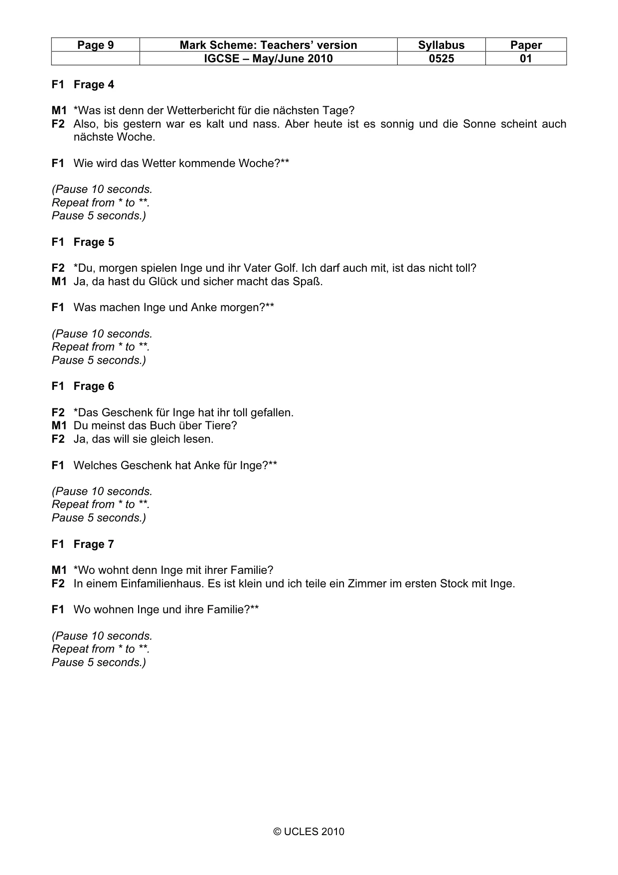 Mark scheme, page 9 of 15