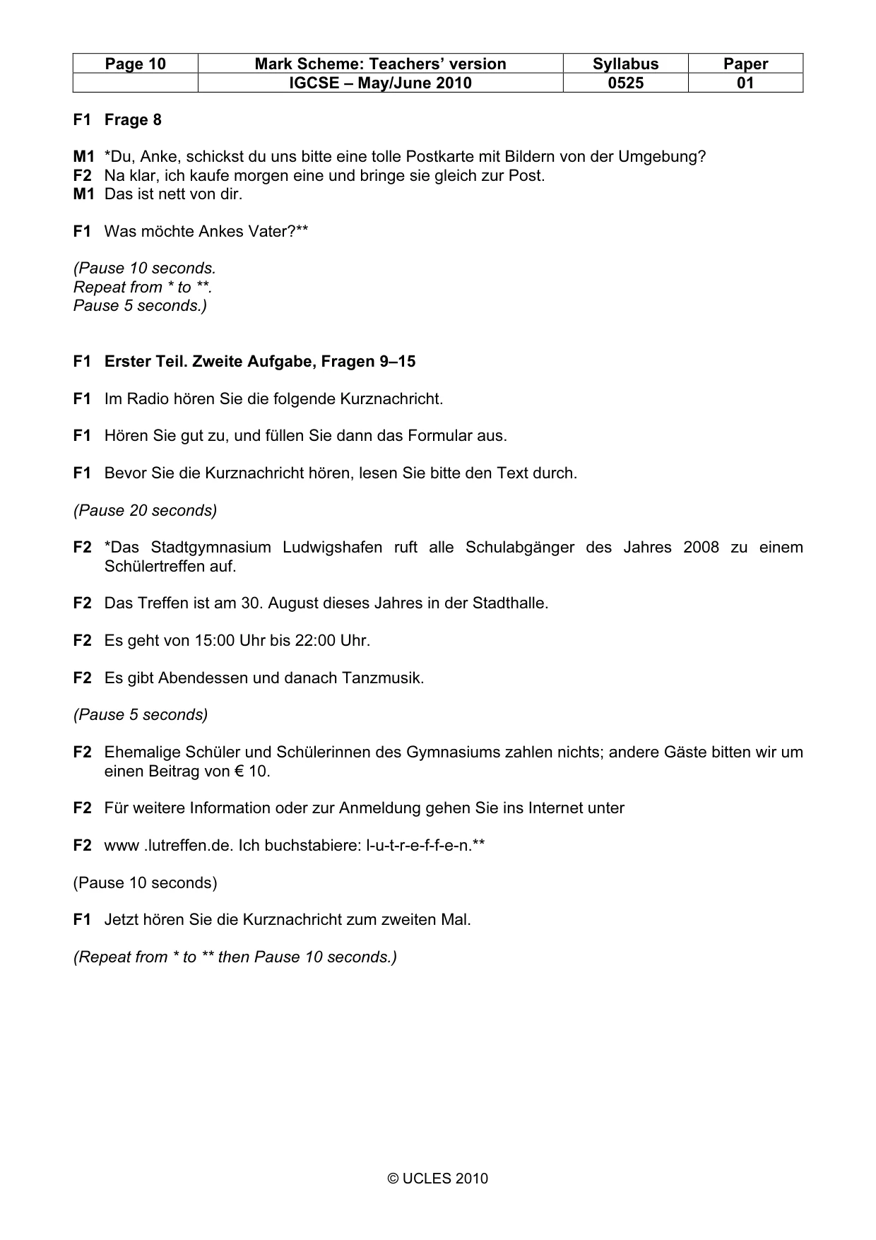 Mark scheme, page 10 of 15