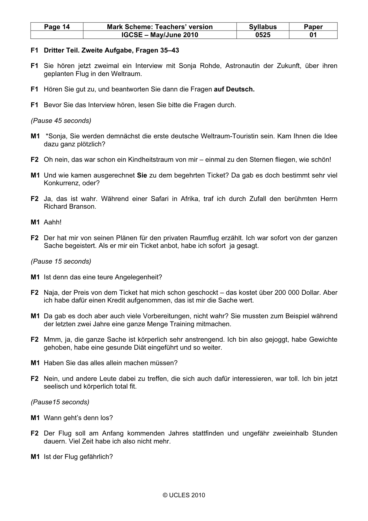 Mark scheme, page 14 of 15