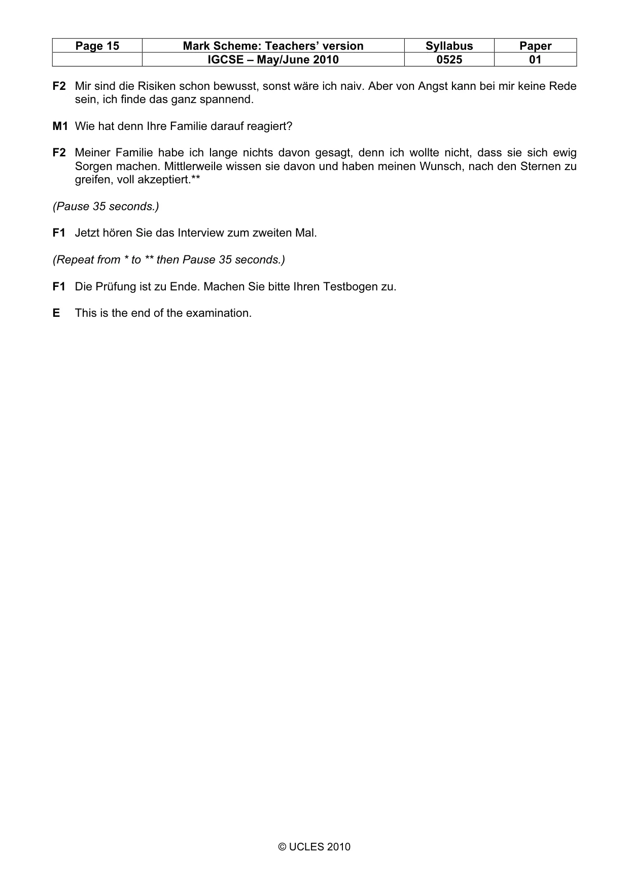 Mark scheme, page 15 of 15