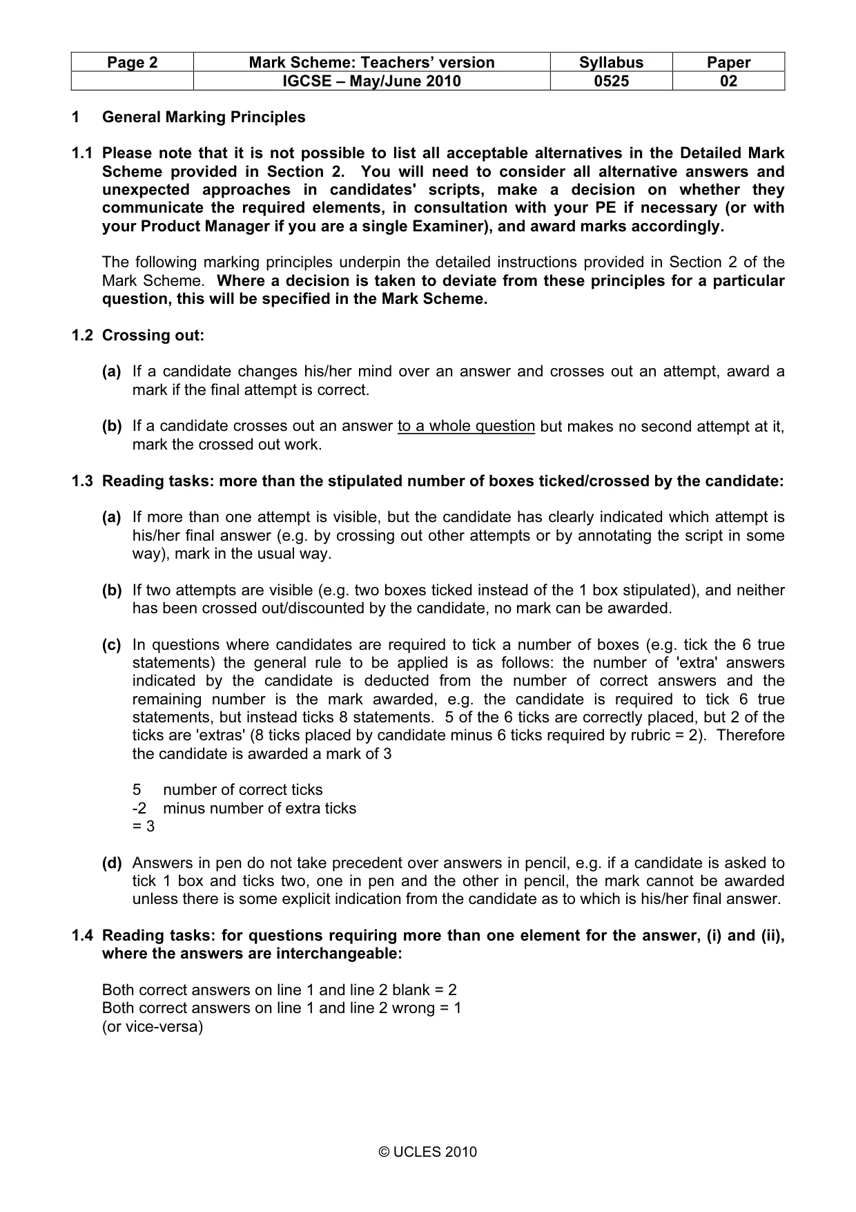 Mark scheme, page 2 of 10
