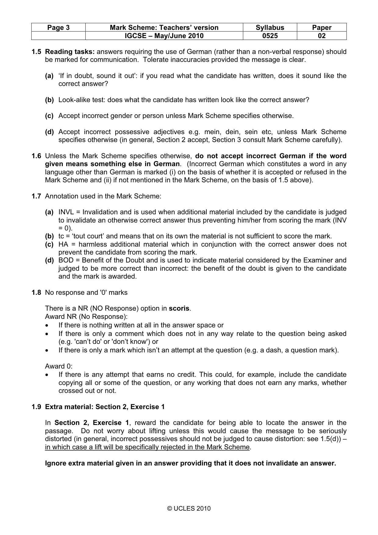 Mark scheme, page 3 of 10