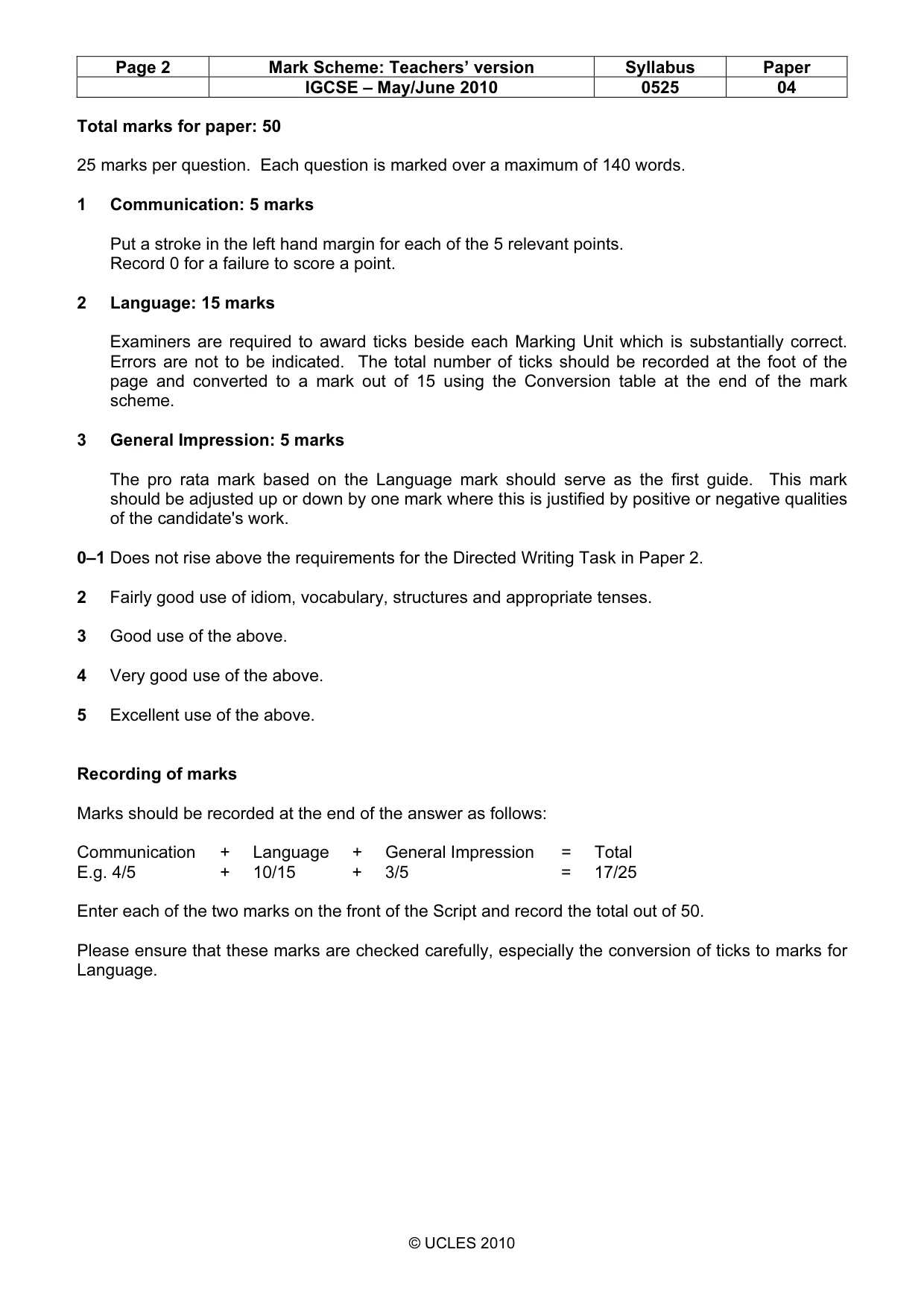 Mark scheme, page 2 of 15