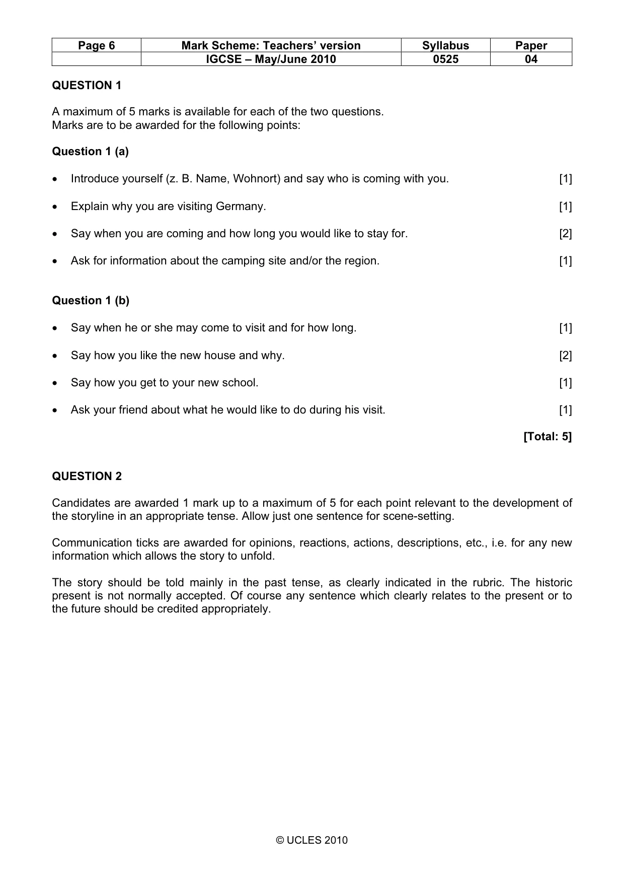 Mark scheme, page 6 of 15