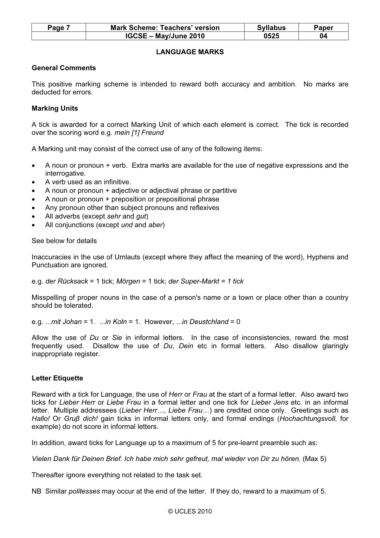 Mark scheme, page 7 of 15