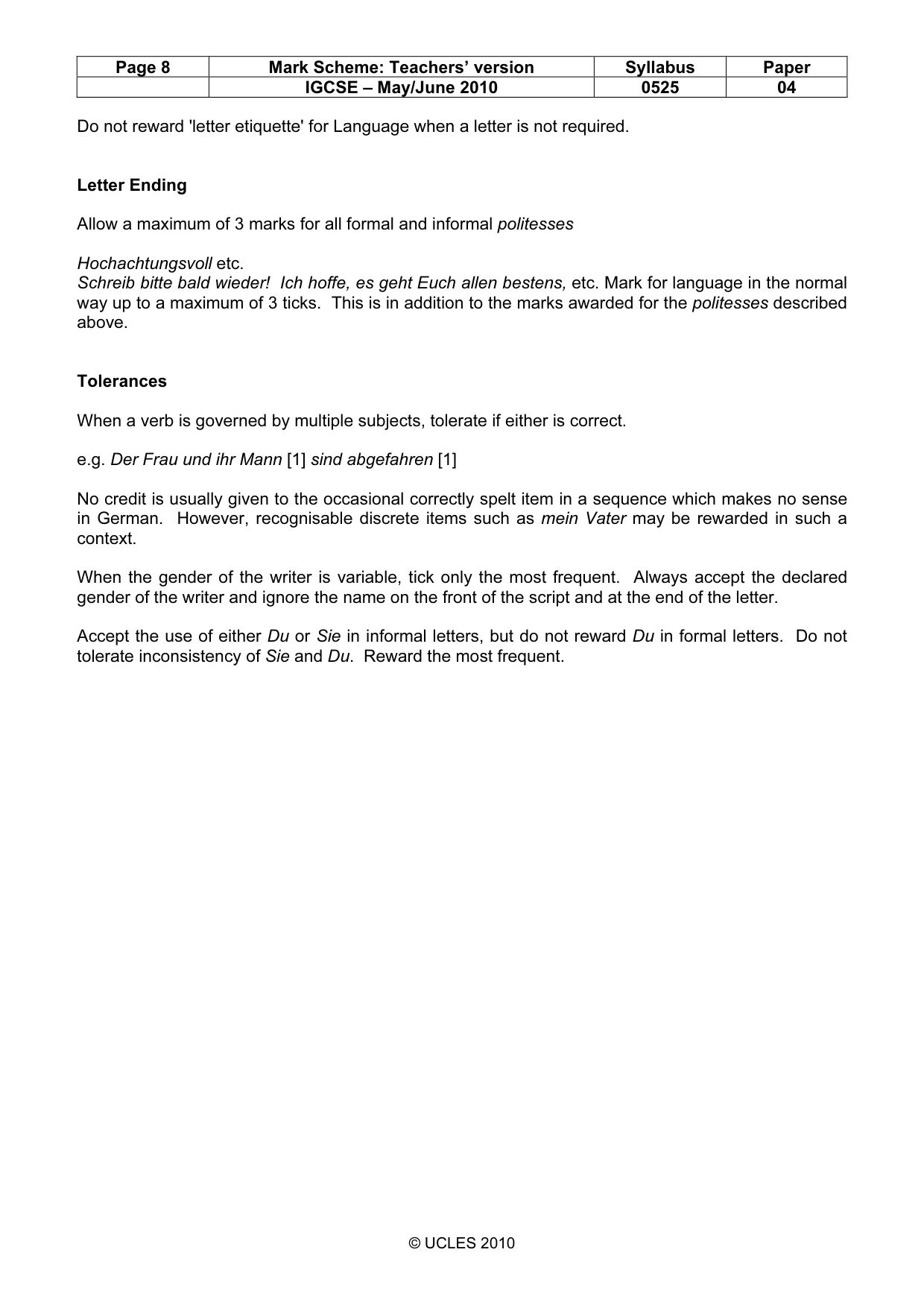 Mark scheme, page 8 of 15