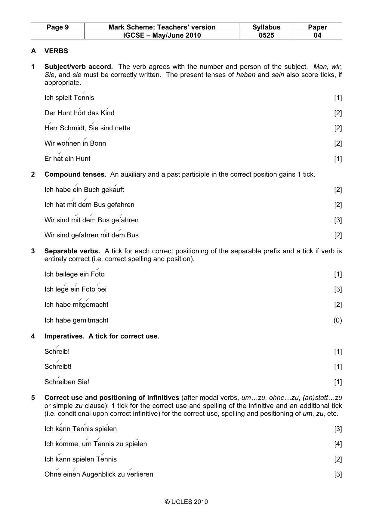 Mark scheme, page 9 of 15