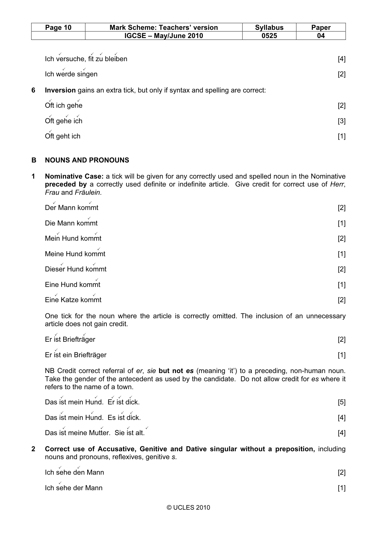 Mark scheme, page 10 of 15
