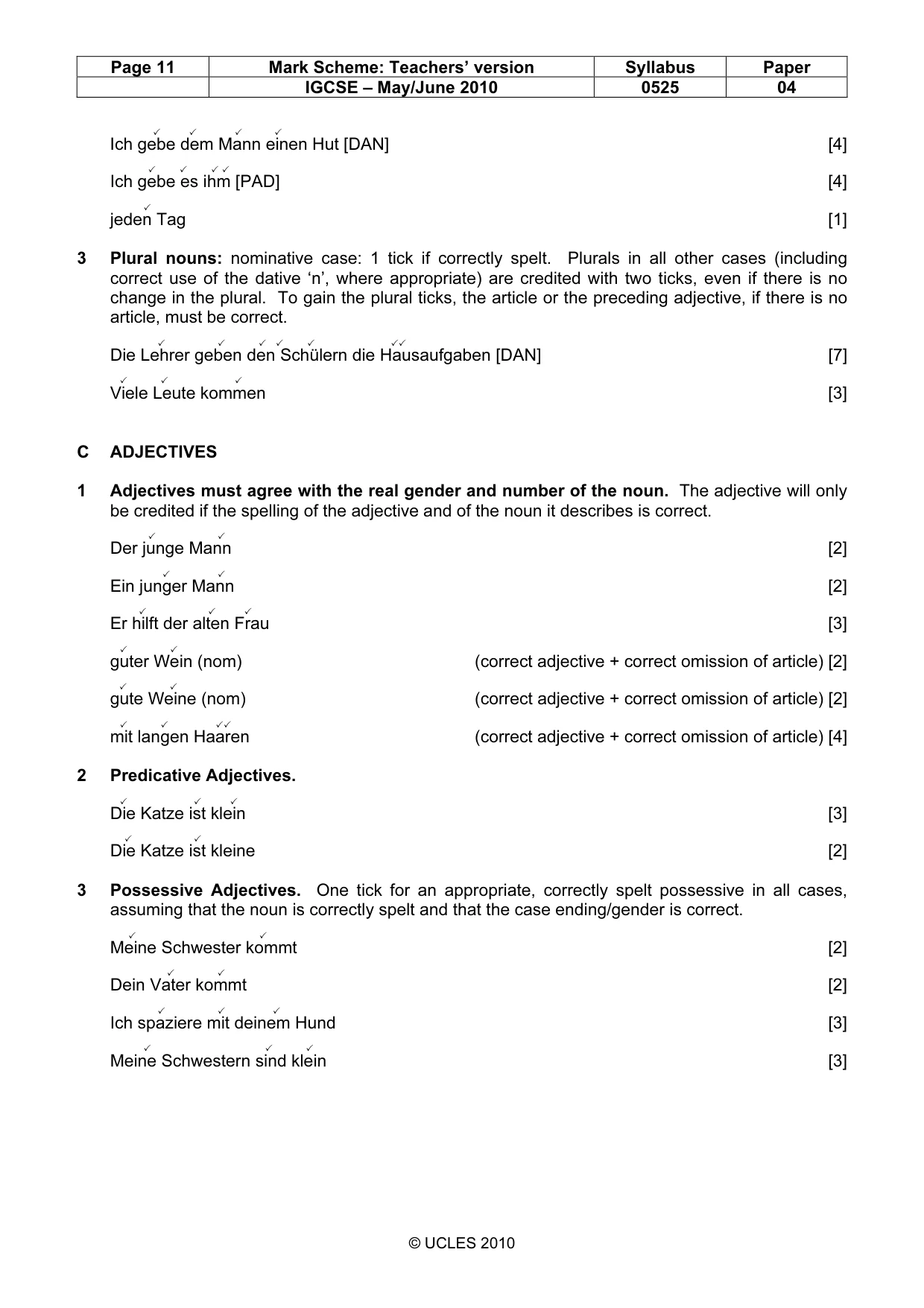 Mark scheme, page 11 of 15