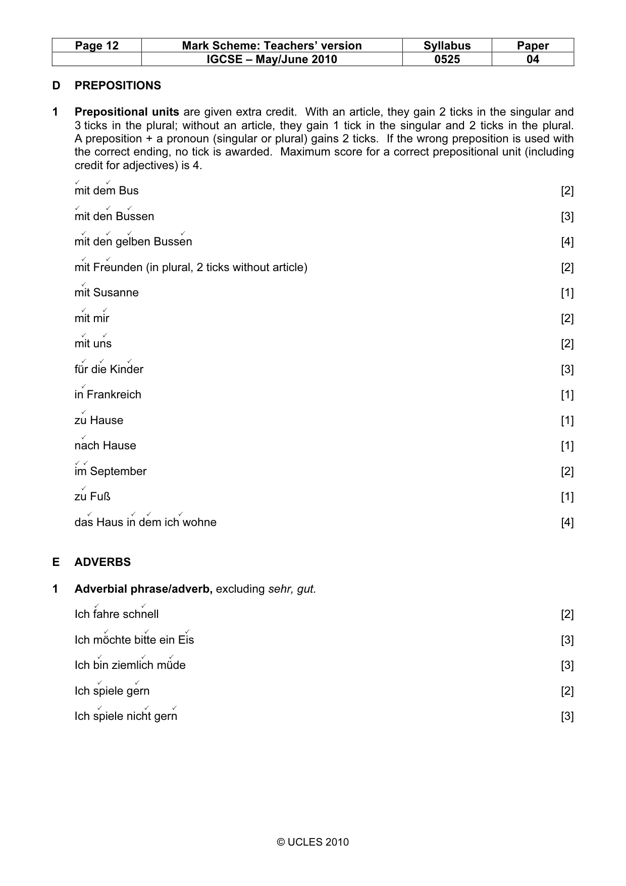 Mark scheme, page 12 of 15