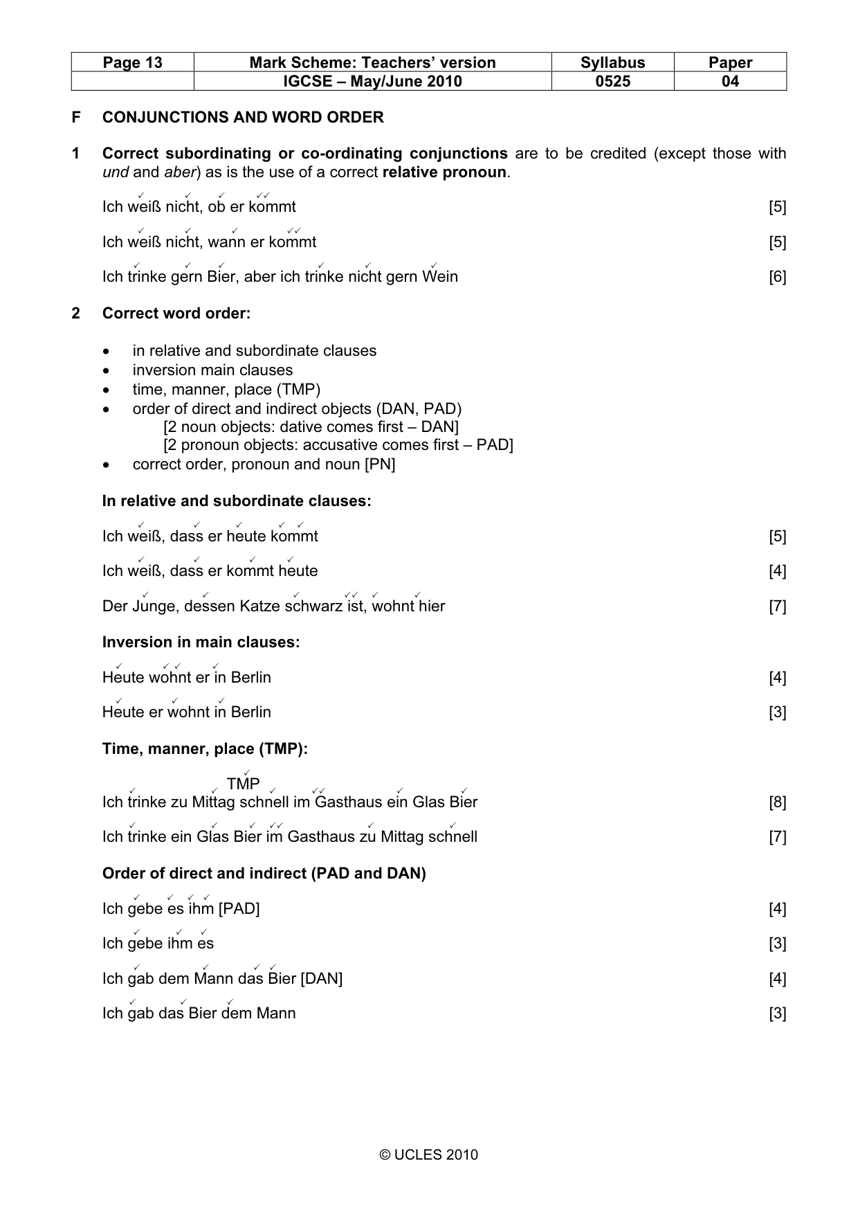 Mark scheme, page 13 of 15