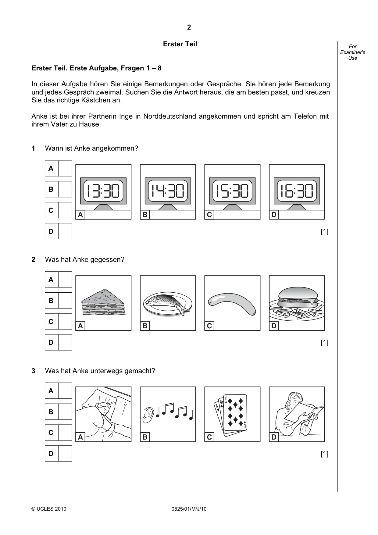 Cambridge IGCSE German - Foreign Language 0525 2010 May/June Paper 1 · Variant 1 question paper, page 2 of 12