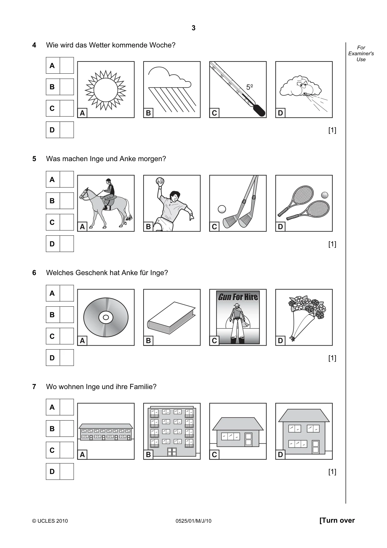 Cambridge IGCSE German - Foreign Language 0525 2010 May/June Paper 1 · Variant 1 question paper, page 3 of 12