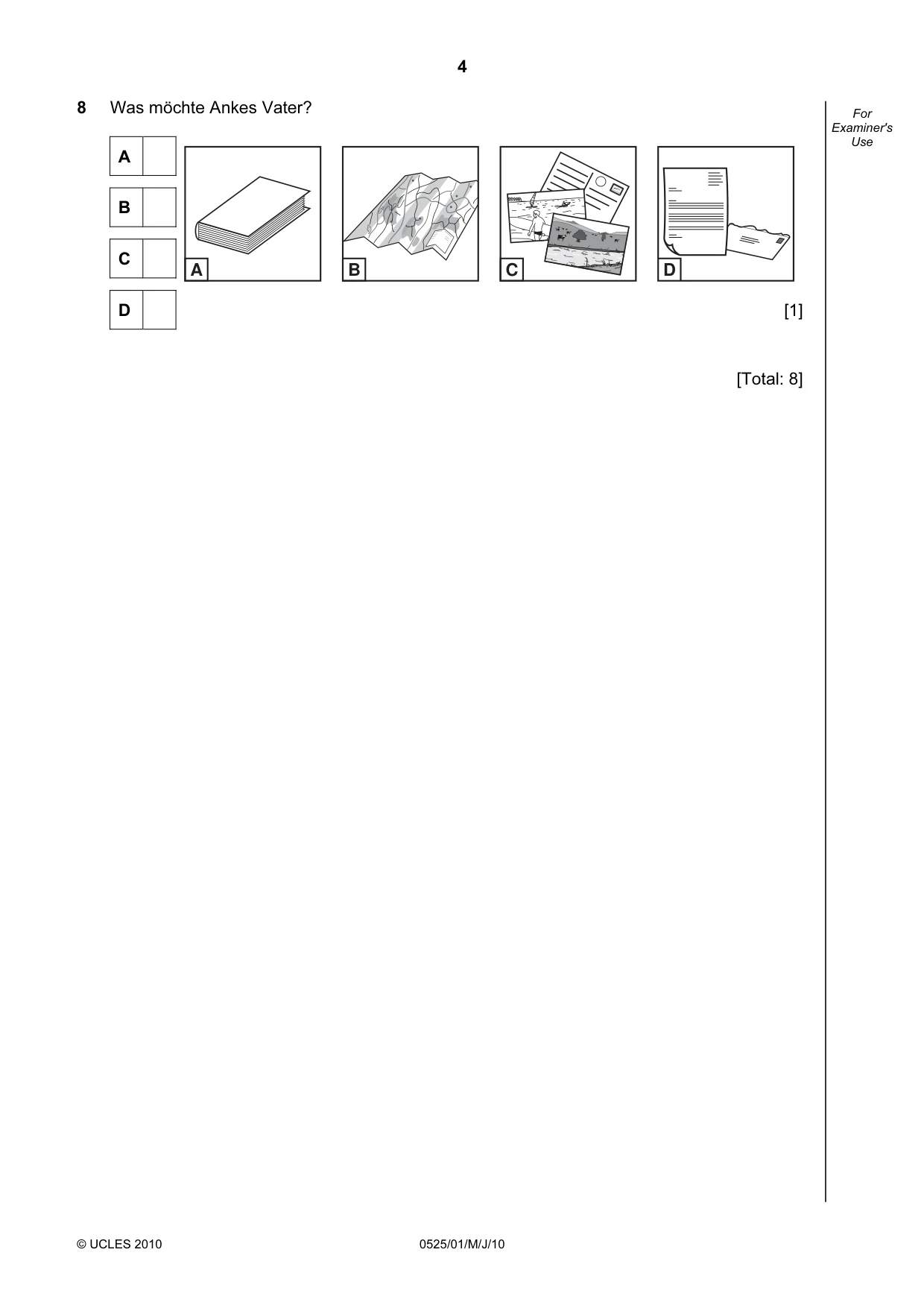 Cambridge IGCSE German - Foreign Language 0525 2010 May/June Paper 1 · Variant 1 question paper, page 4 of 12