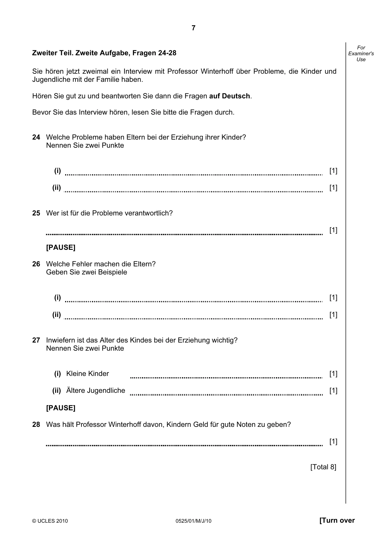 Cambridge IGCSE German - Foreign Language 0525 2010 May/June Paper 1 · Variant 1 question paper, page 7 of 12