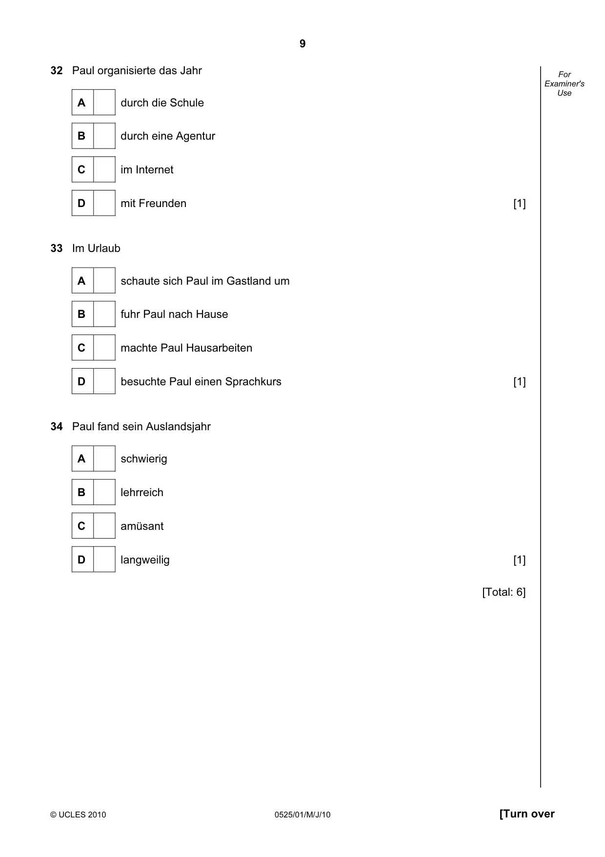 Cambridge IGCSE German - Foreign Language 0525 2010 May/June Paper 1 · Variant 1 question paper, page 9 of 12