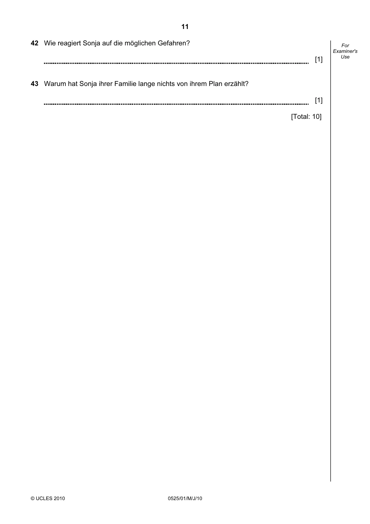 Cambridge IGCSE German - Foreign Language 0525 2010 May/June Paper 1 · Variant 1 question paper, page 11 of 12