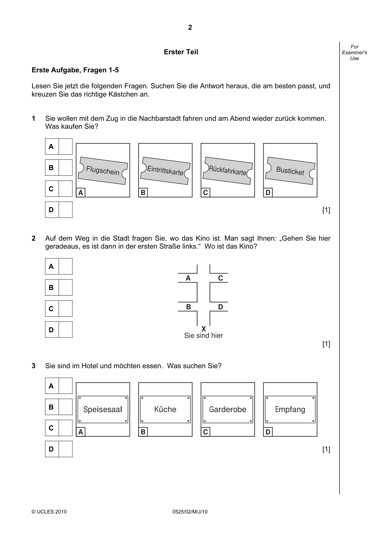 Cambridge IGCSE German - Foreign Language 0525 2010 May/June Paper 2 · Variant 1 question paper, page 2 of 16