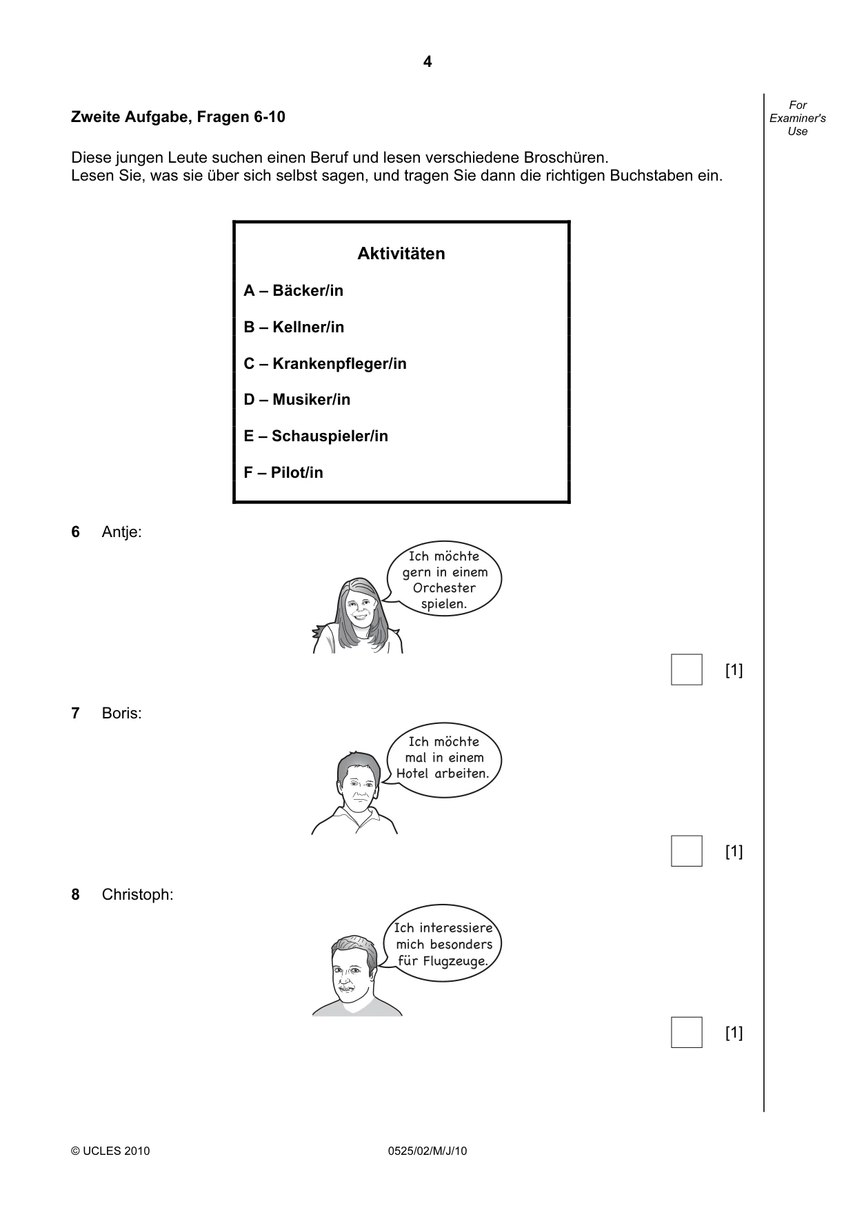 Cambridge IGCSE German - Foreign Language 0525 2010 May/June Paper 2 · Variant 1 question paper, page 4 of 16